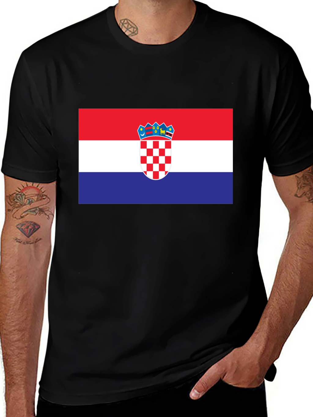 Croatia Flag Graphic T-Shirt - Black