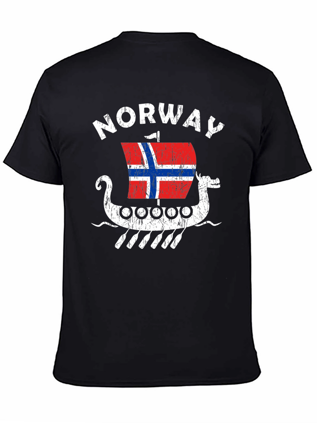 Norway Viking Ship T-Shirt - Mens Black Tee
