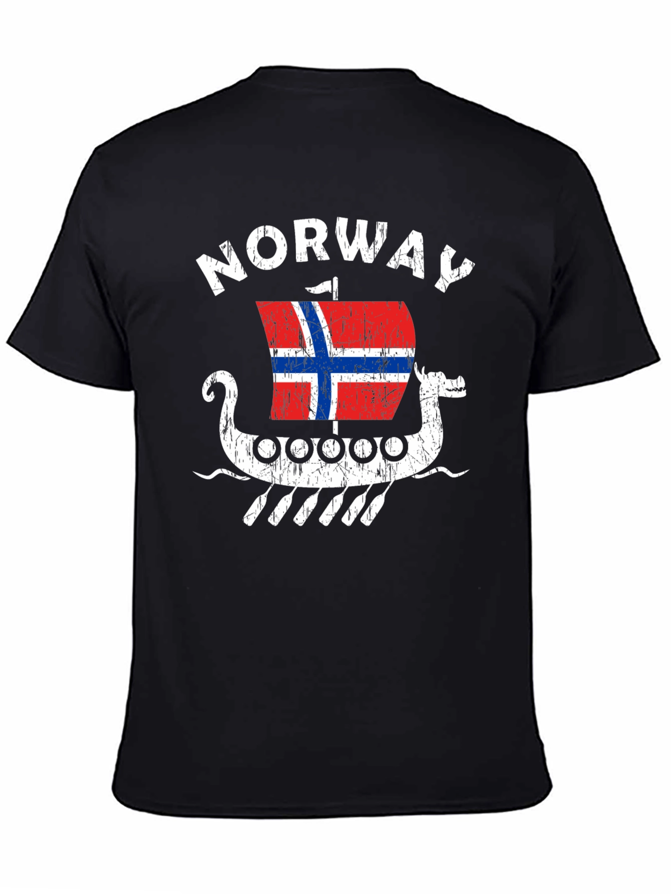 Norway Viking Ship T-Shirt - Mens Black Tee