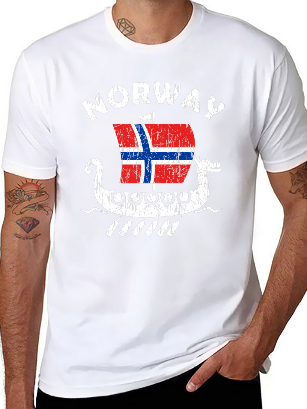 Norway Viking Ship T-Shirt - Mens Black Tee