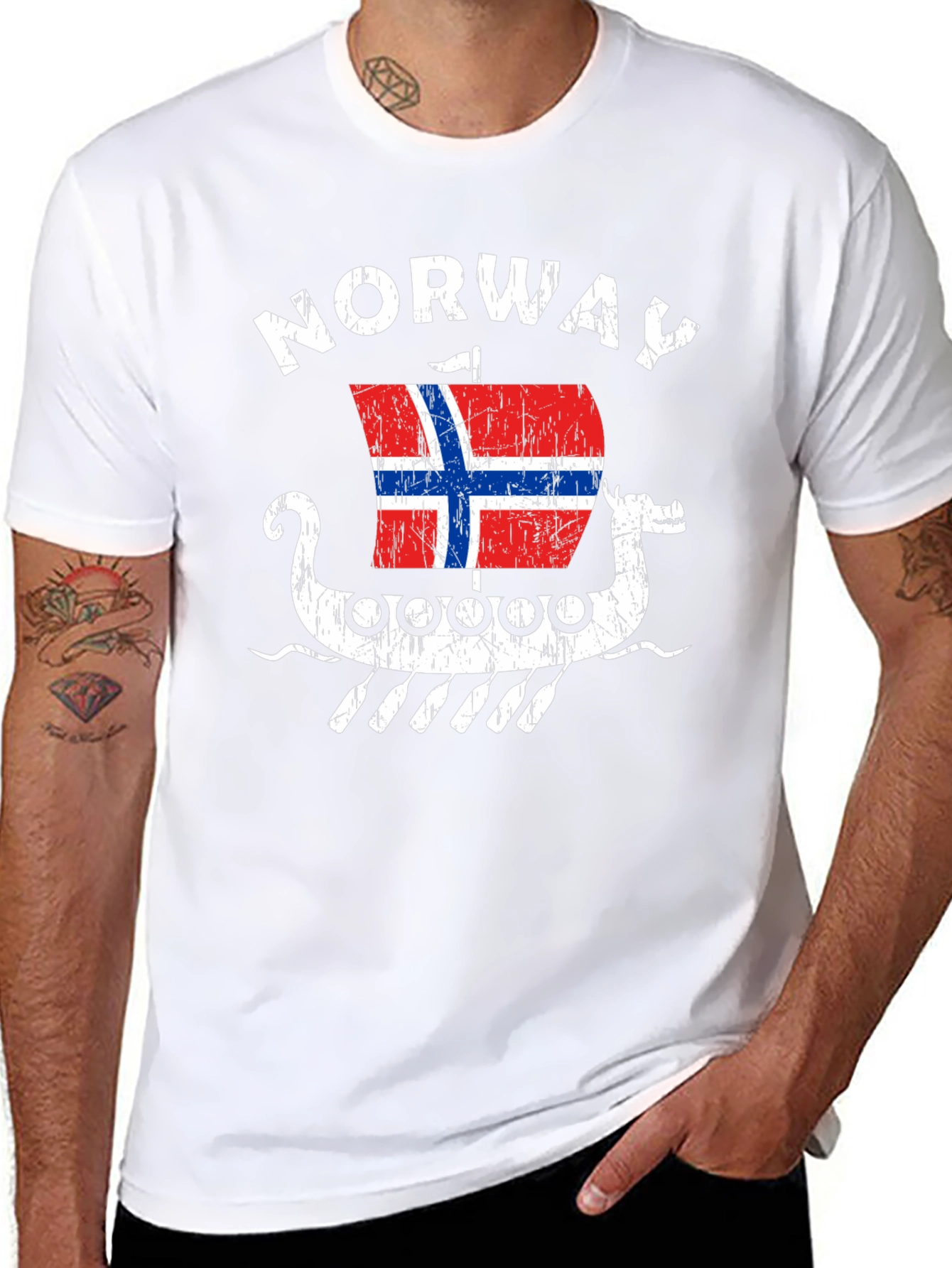 Norway Viking Ship T-Shirt - Mens Black Tee