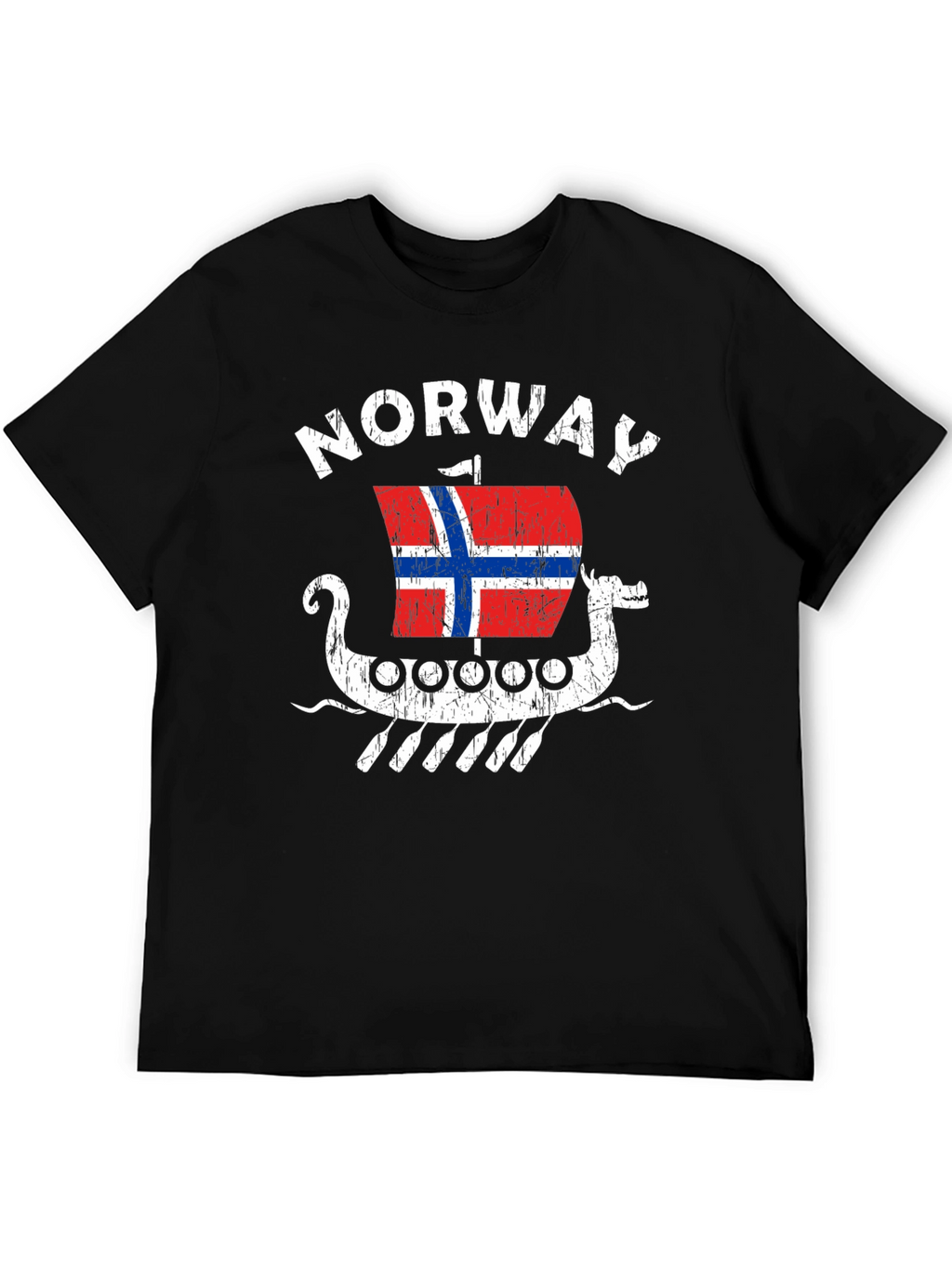 Norway Viking Ship T-Shirt - Mens Black Tee