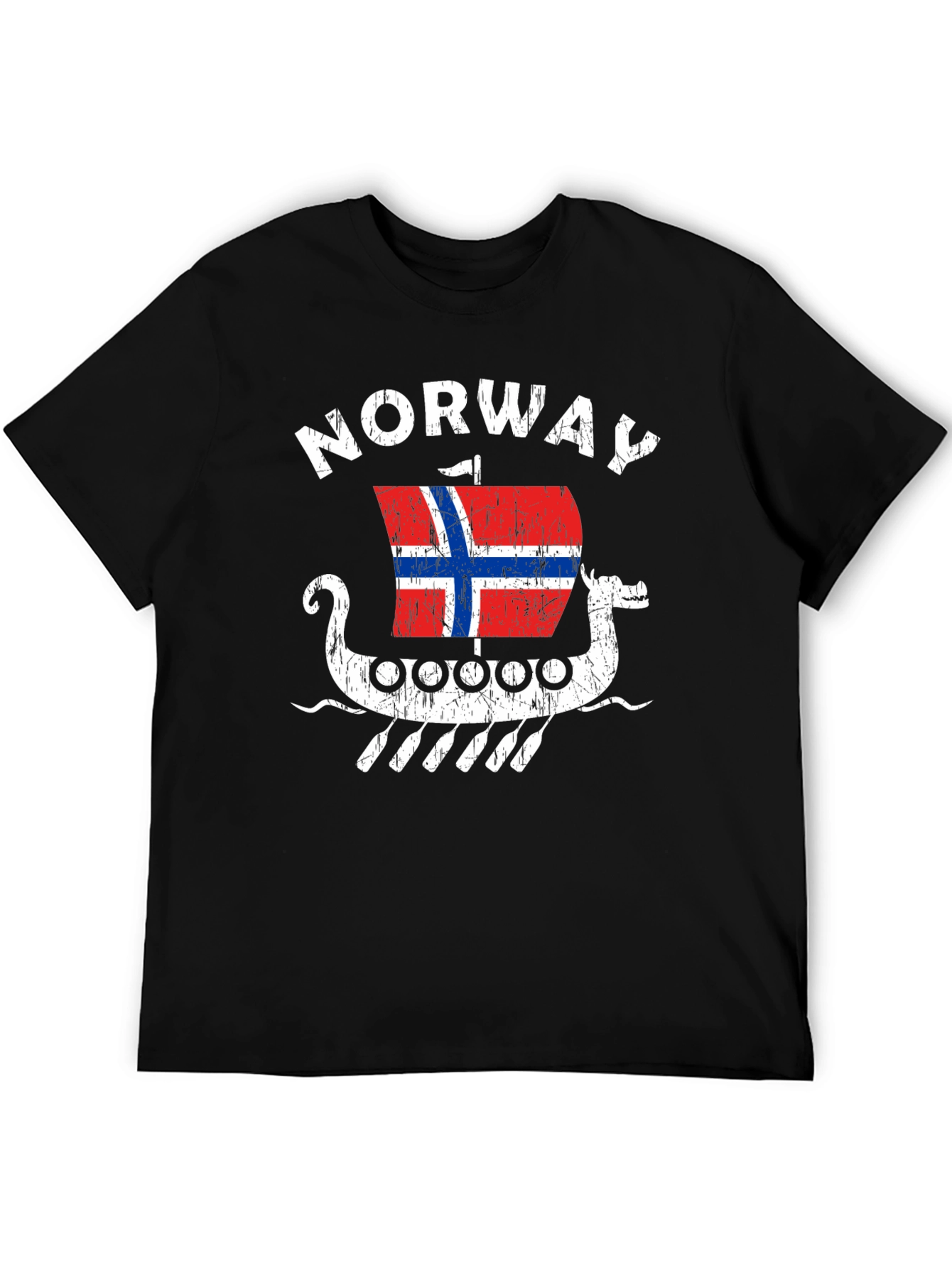 Norway Viking Ship T-Shirt - Mens Black Tee