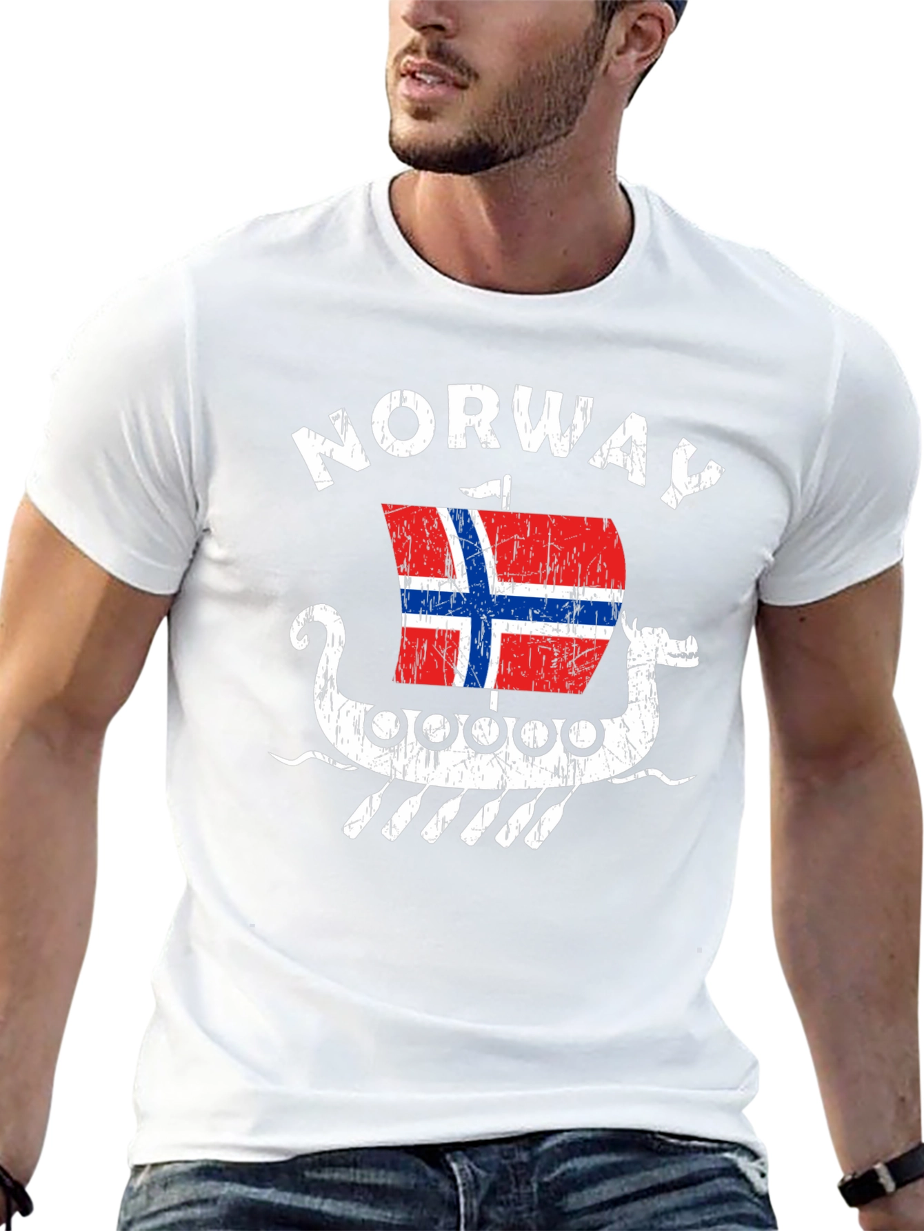 Norway Viking Ship T-Shirt - Mens Black Tee