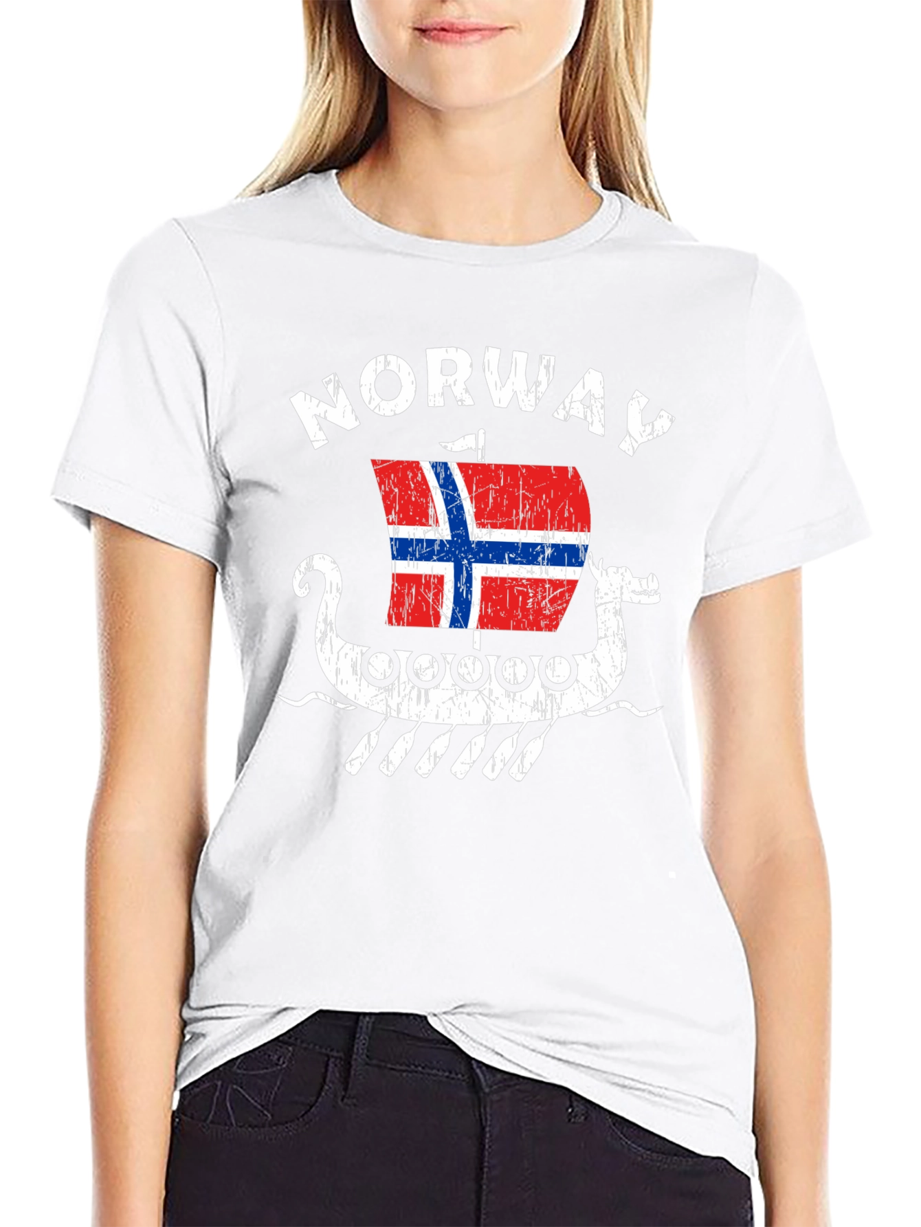 Norway Viking Ship T-Shirt - Mens Black Tee