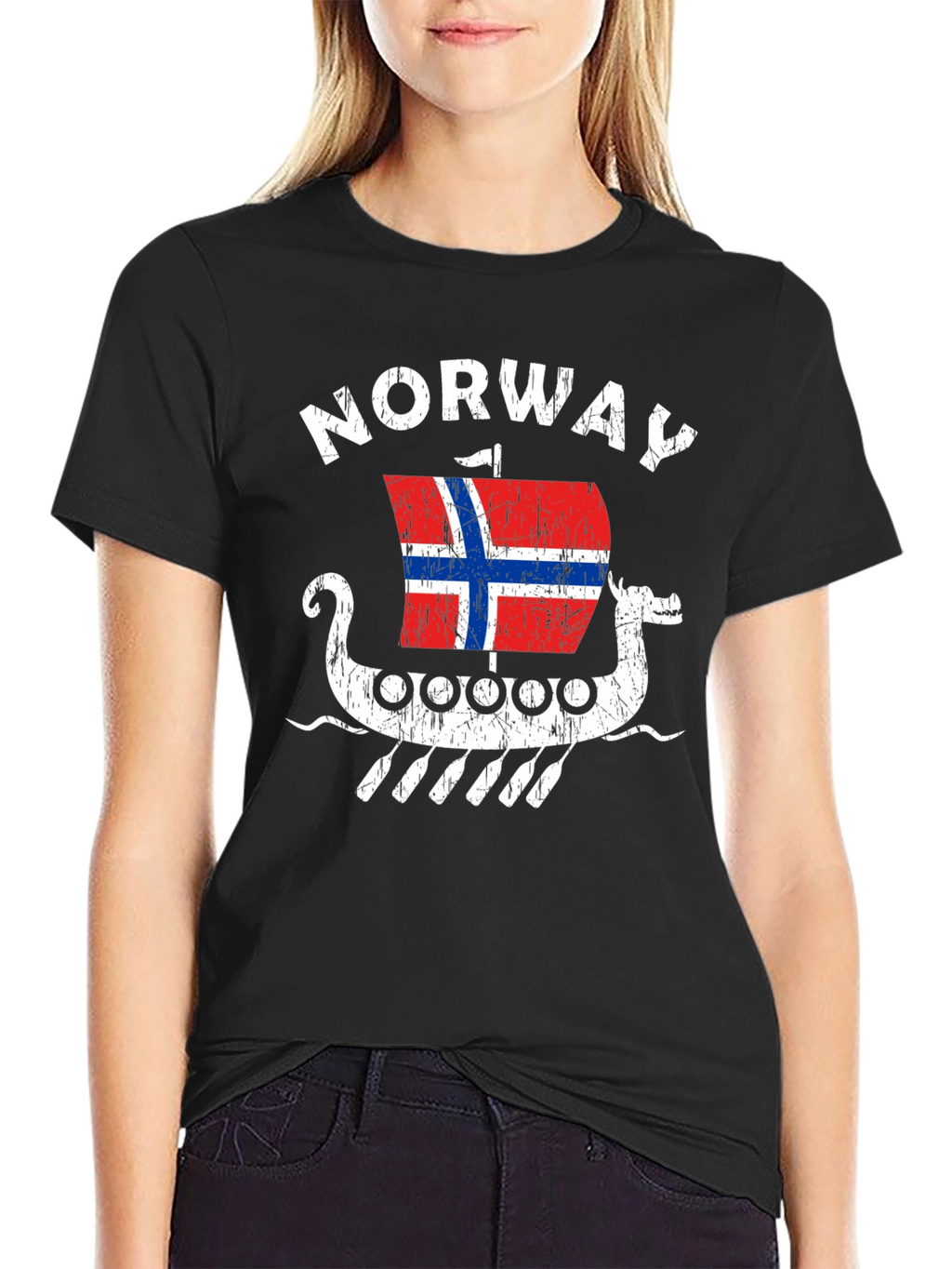 Norway Viking Ship T-Shirt - Mens Black Tee