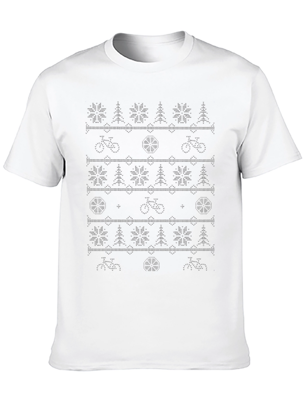 Novelty Bicycle Christmas Pattern Crew Neck T-Shirt