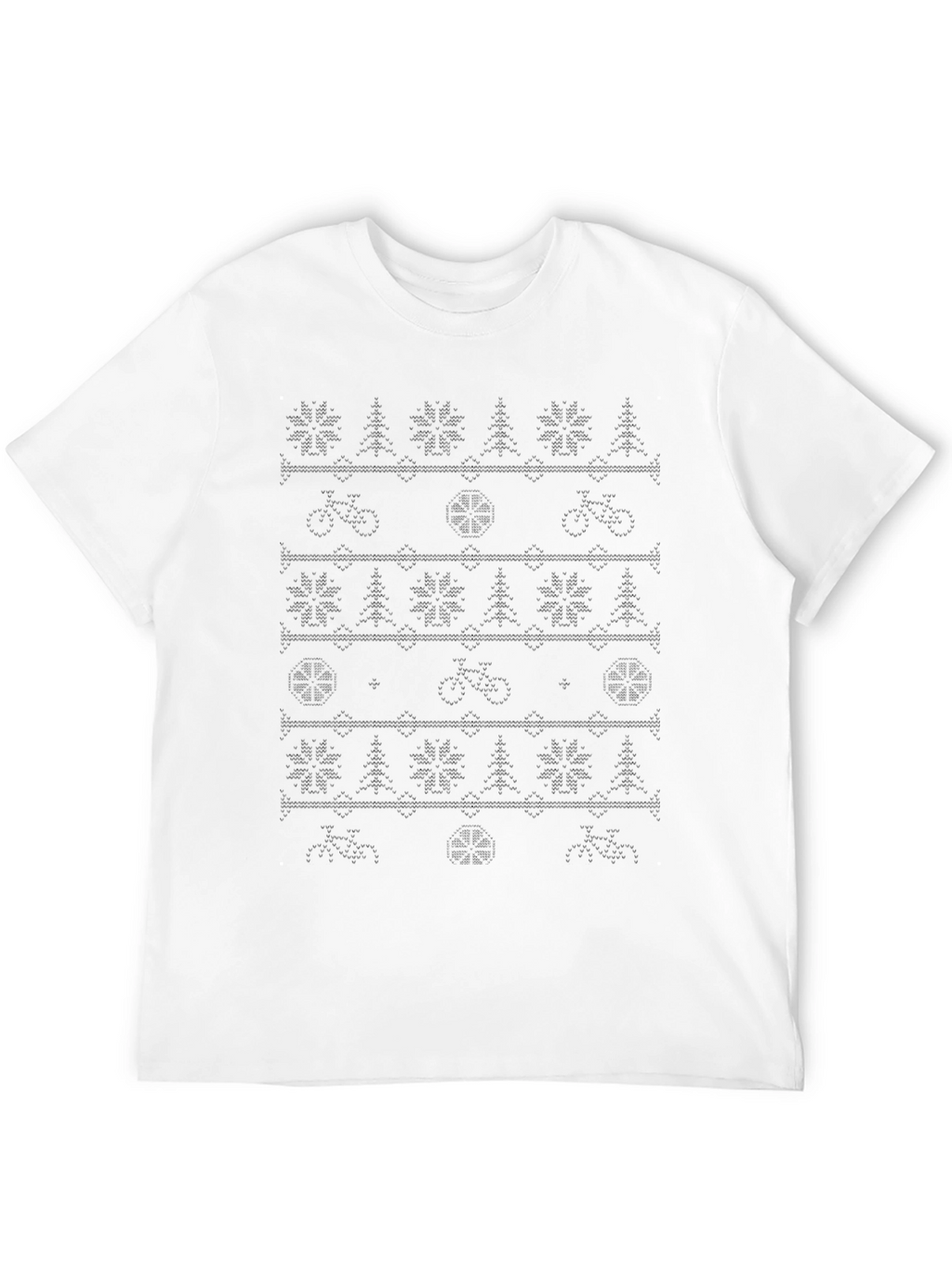 Novelty Bicycle Christmas Pattern Crew Neck T-Shirt