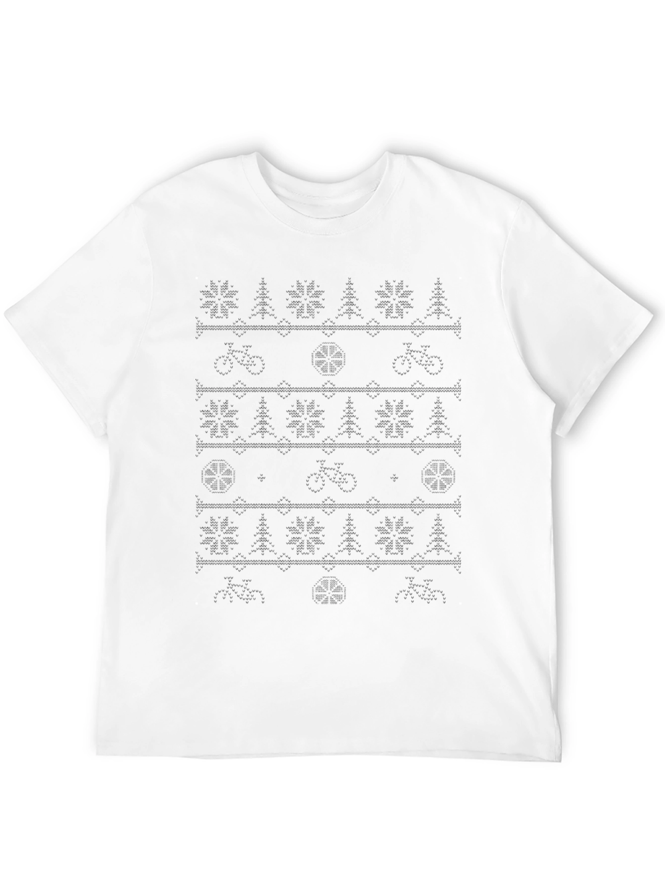 Novelty Bicycle Christmas Pattern Crew Neck T-Shirt