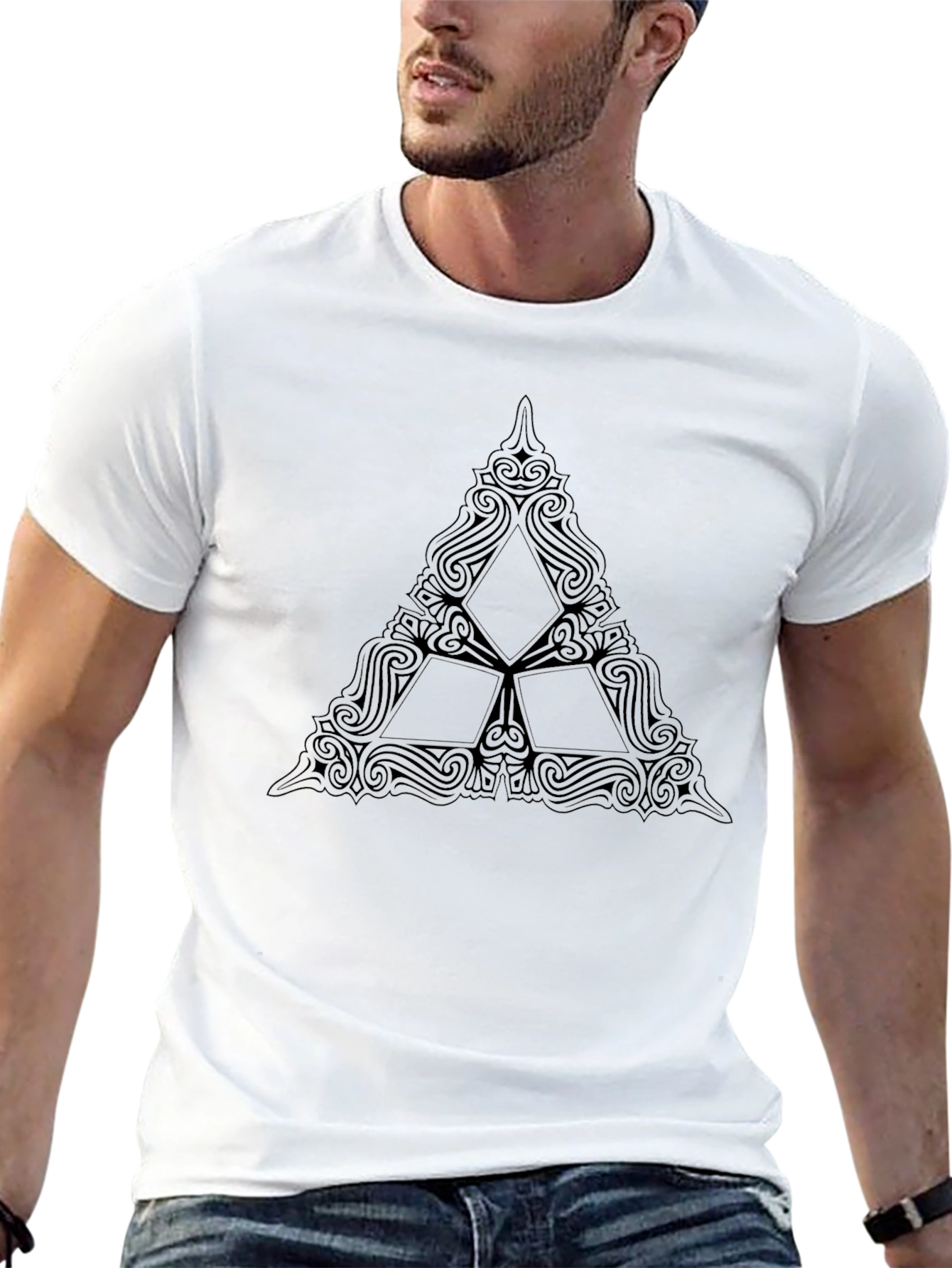 Black Triforce Emblem Tee - Stylish Graphic Print Shirt