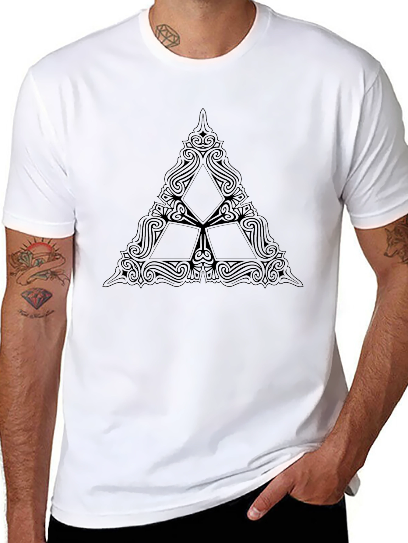 Black Triforce Emblem Tee - Stylish Graphic Print Shirt