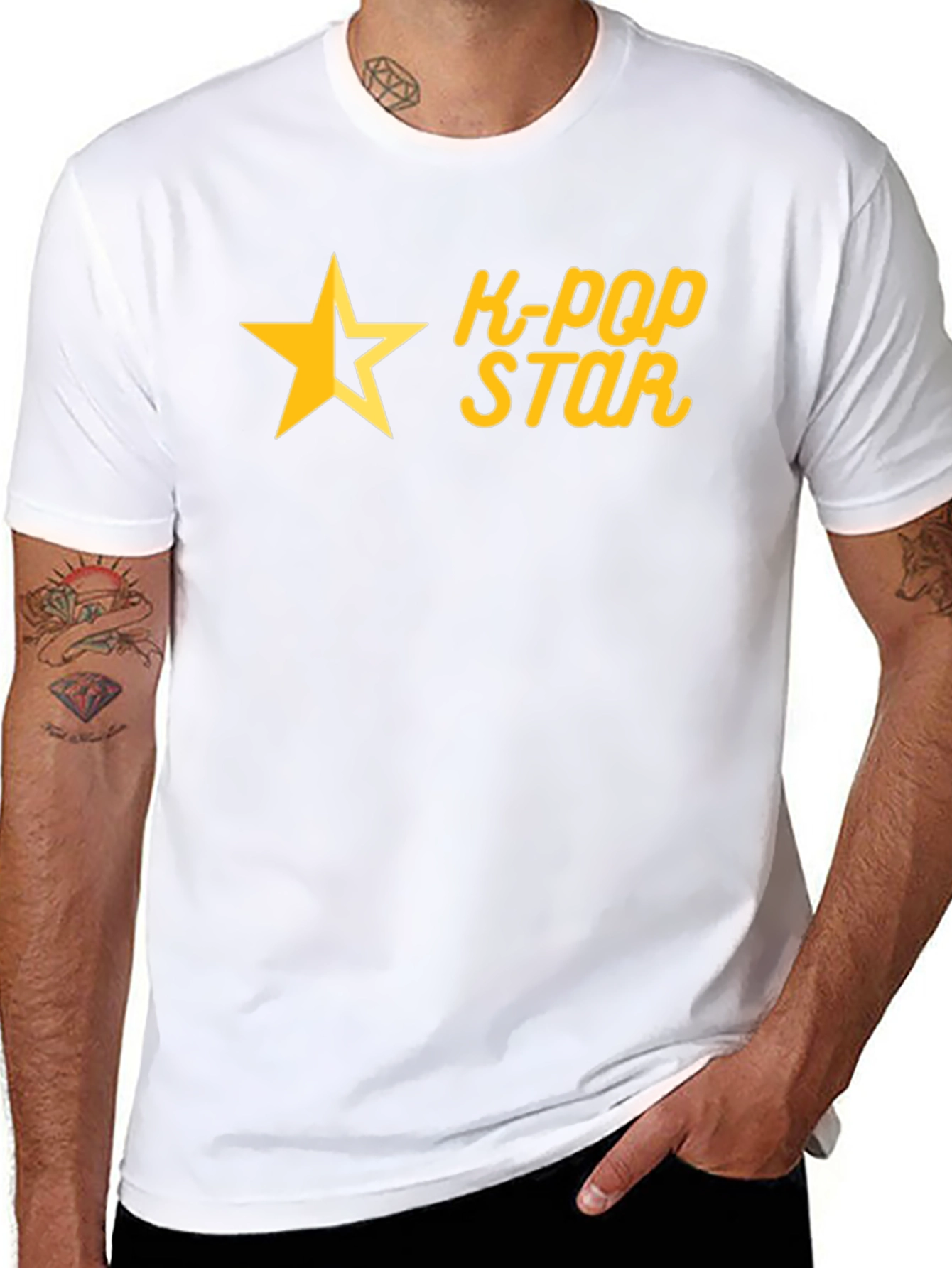 K-Pop Star Graphic Tee - Black Cotton