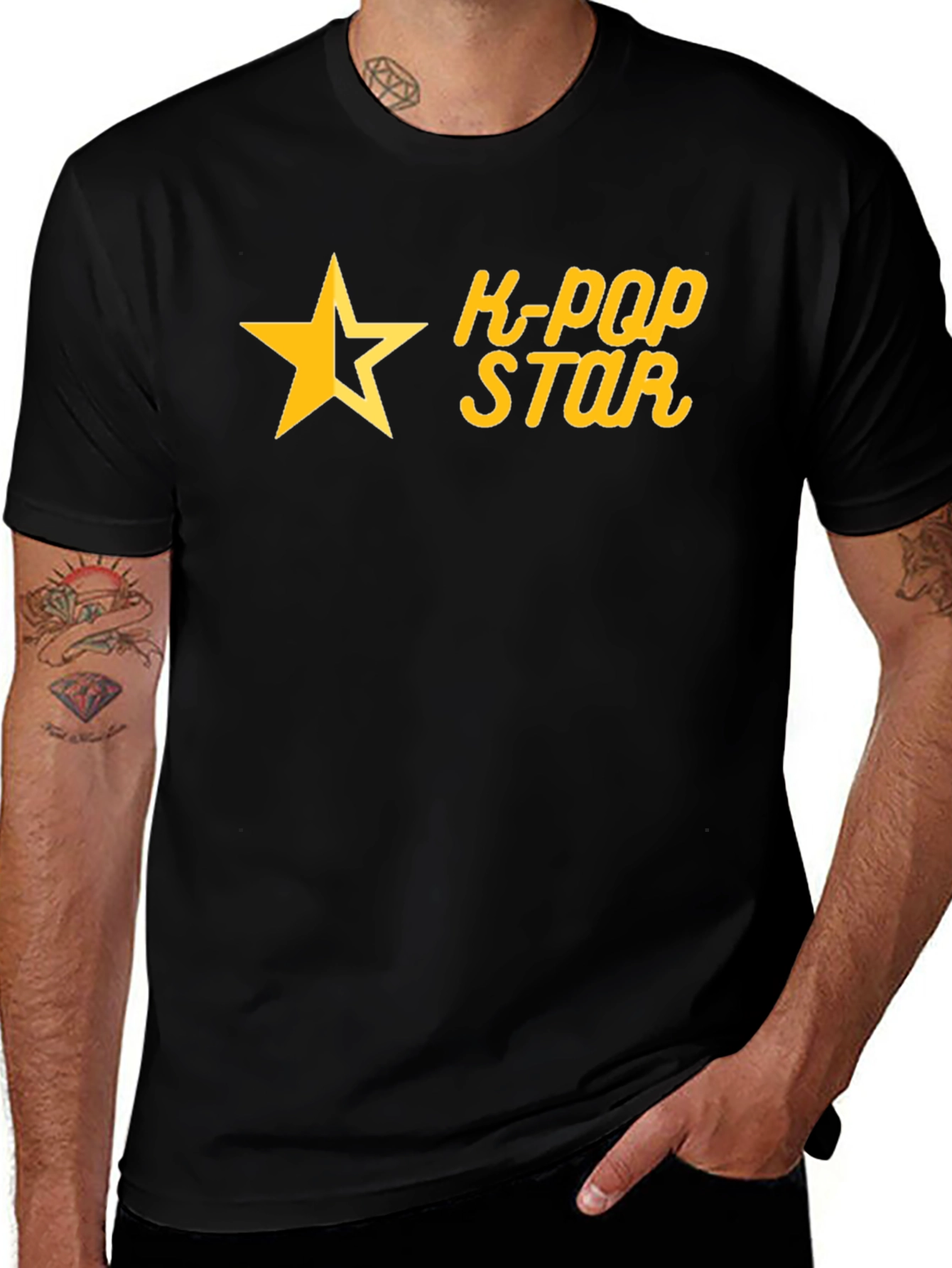 K-Pop Star Graphic Tee - Black Cotton