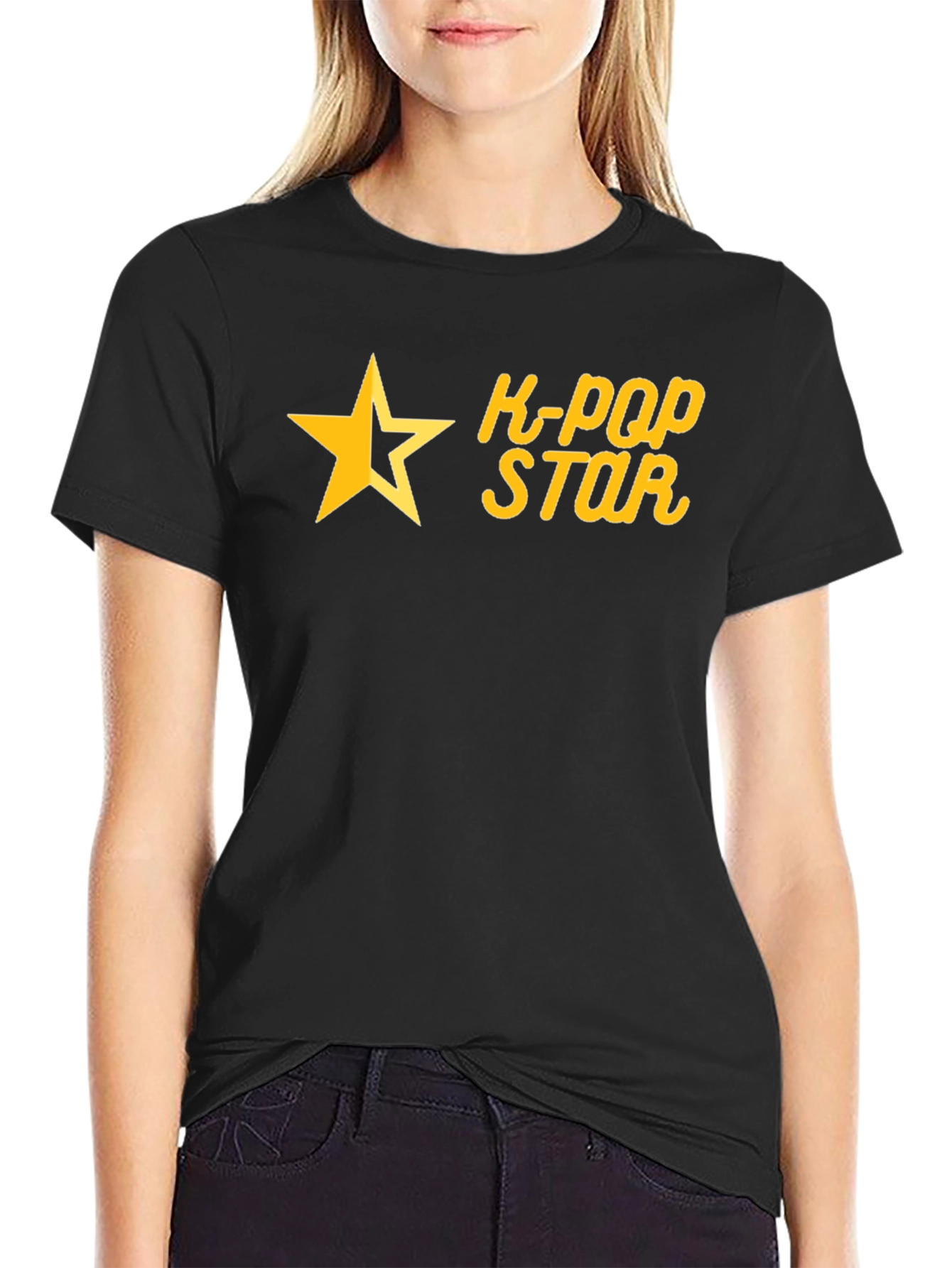 K-Pop Star Graphic Tee - Black Cotton