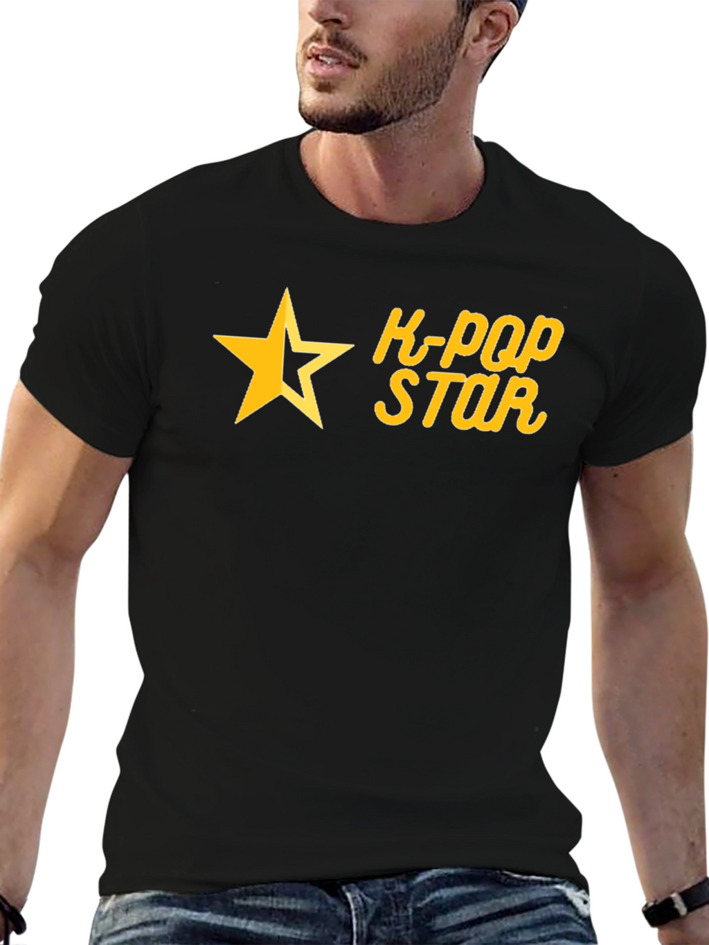 K-Pop Star Graphic Tee - Black Cotton