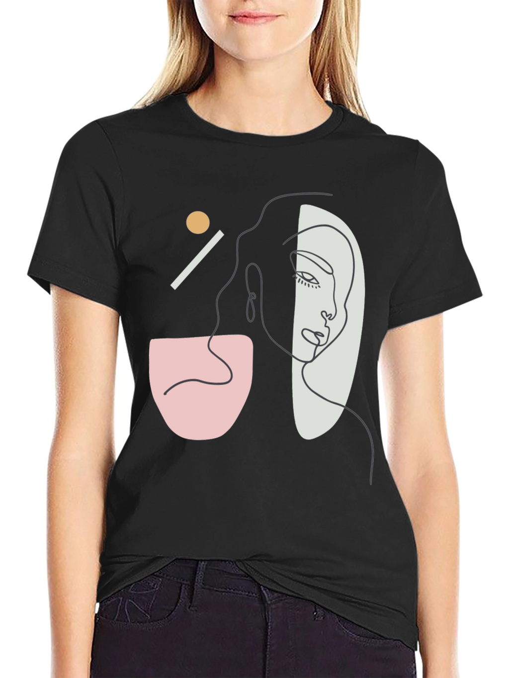 Abstract Face Graphic Tee - Modern Art T-Shirt