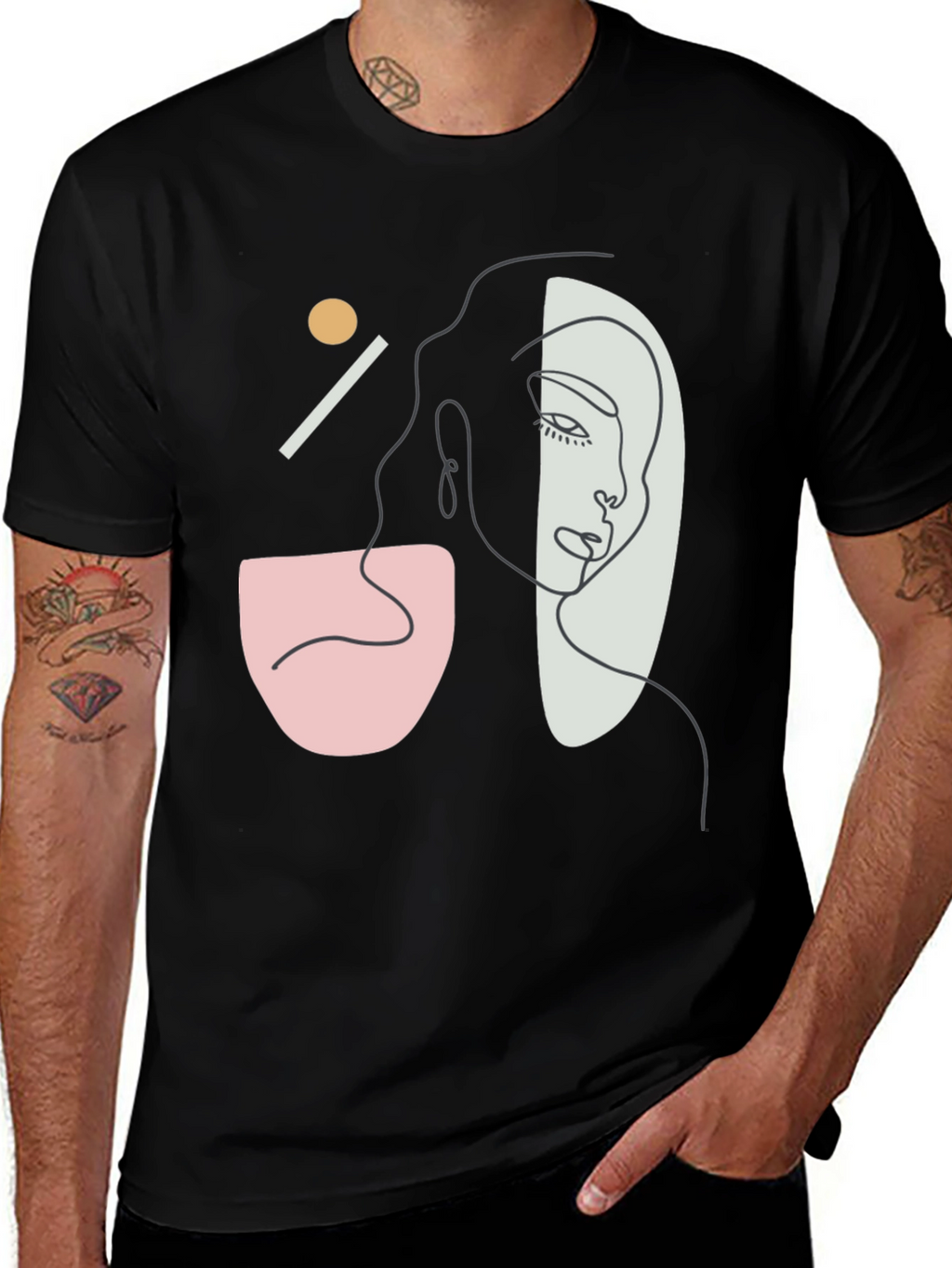 Abstract Face Graphic Tee - Modern Art T-Shirt