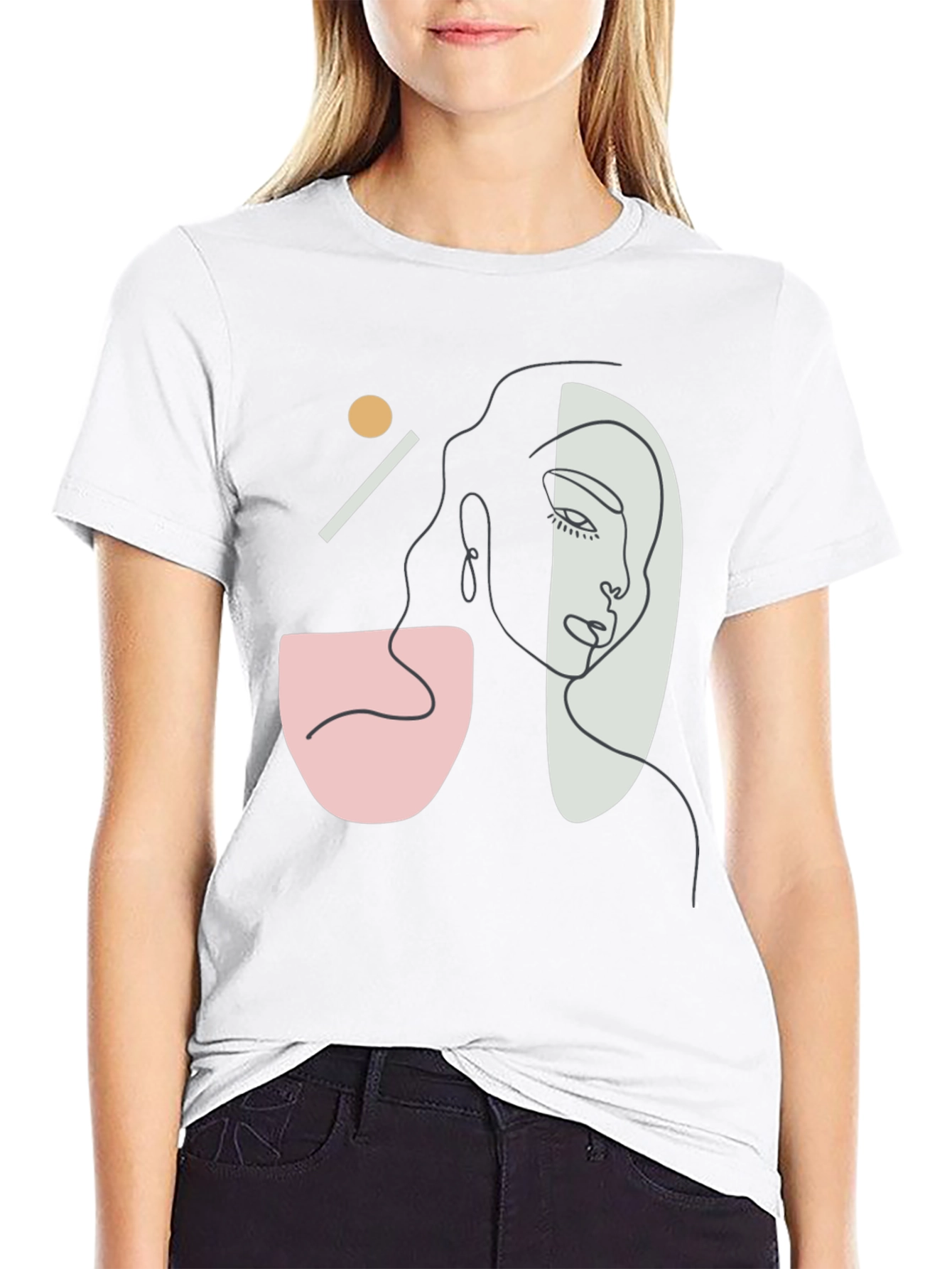 Abstract Face Graphic Tee - Modern Art T-Shirt