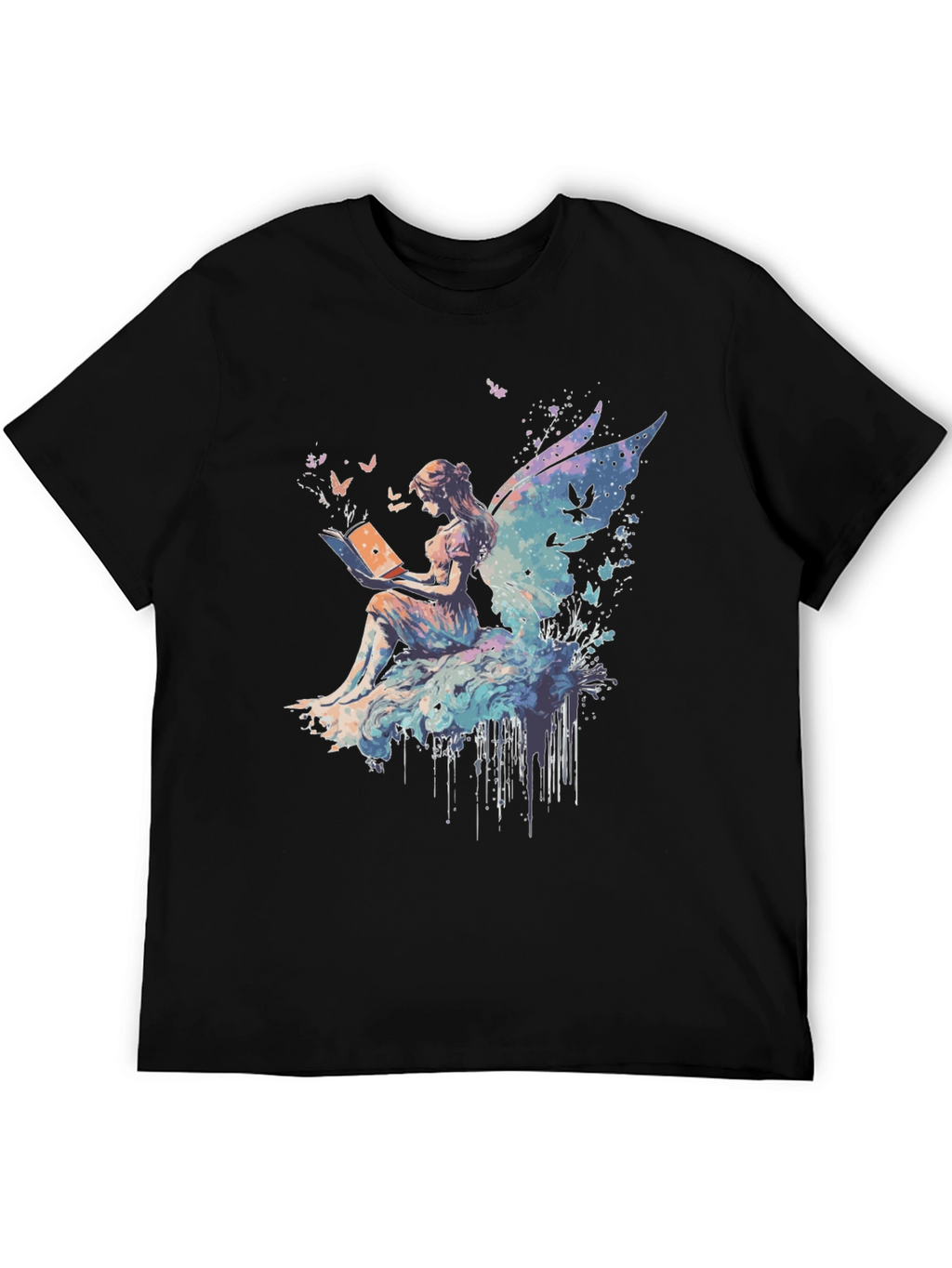 Whimsical Fairy Reading Book Graphic T-Shirt
