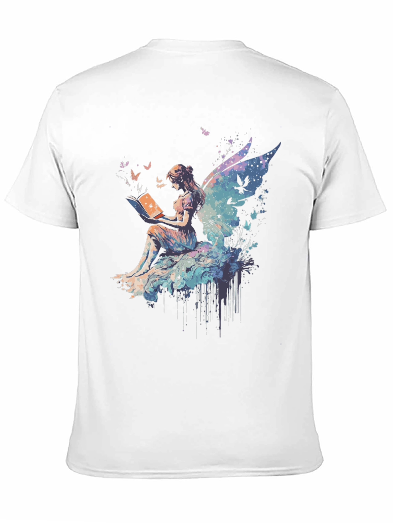 Whimsical Fairy Reading Book Graphic T-Shirt