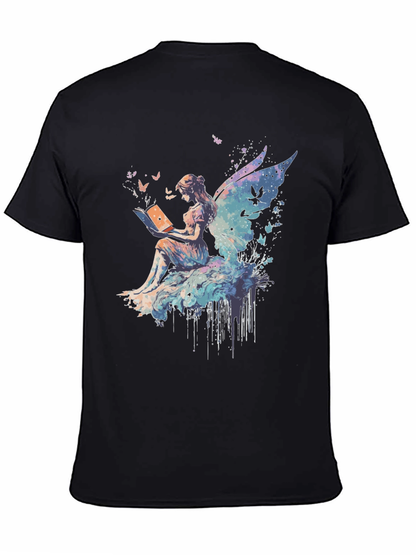 Whimsical Fairy Reading Book Graphic T-Shirt