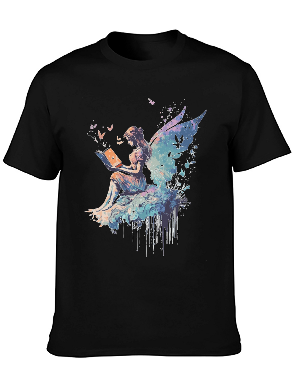 Whimsical Fairy Reading Book Graphic T-Shirt