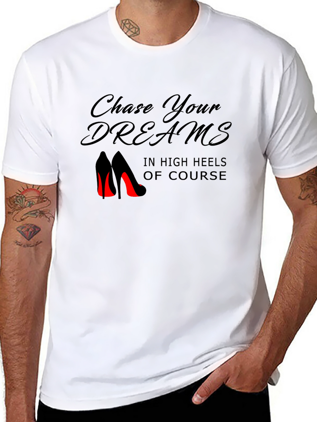 Chase Your Dreams in Heels Black T-Shirt