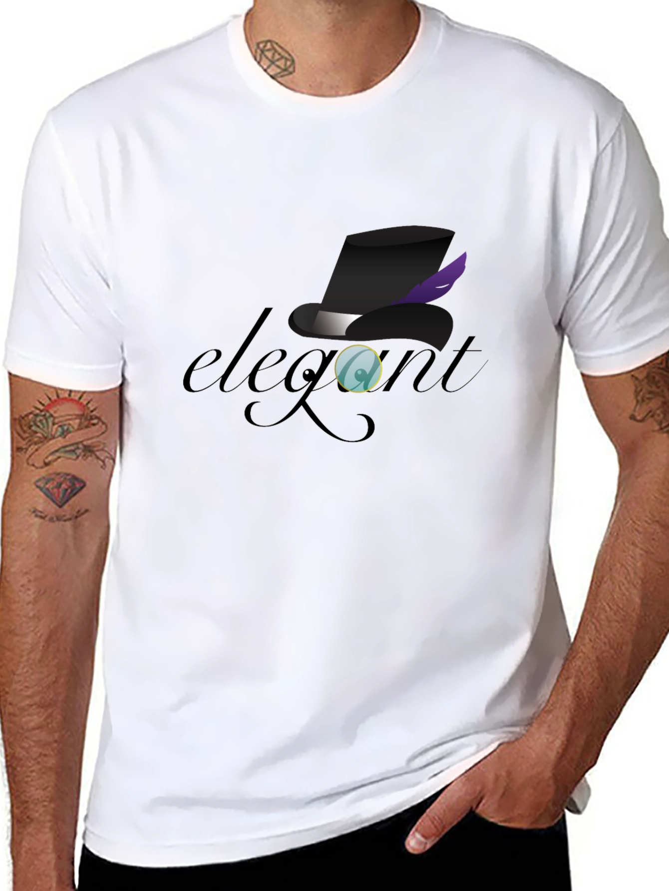 Elegant Top Hat Monocle Graphic T-Shirt