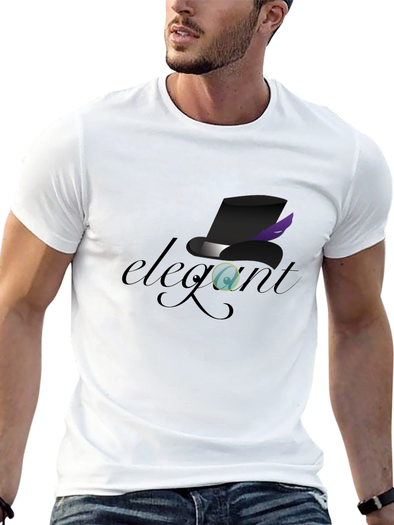 Elegant Top Hat Monocle Graphic T-Shirt