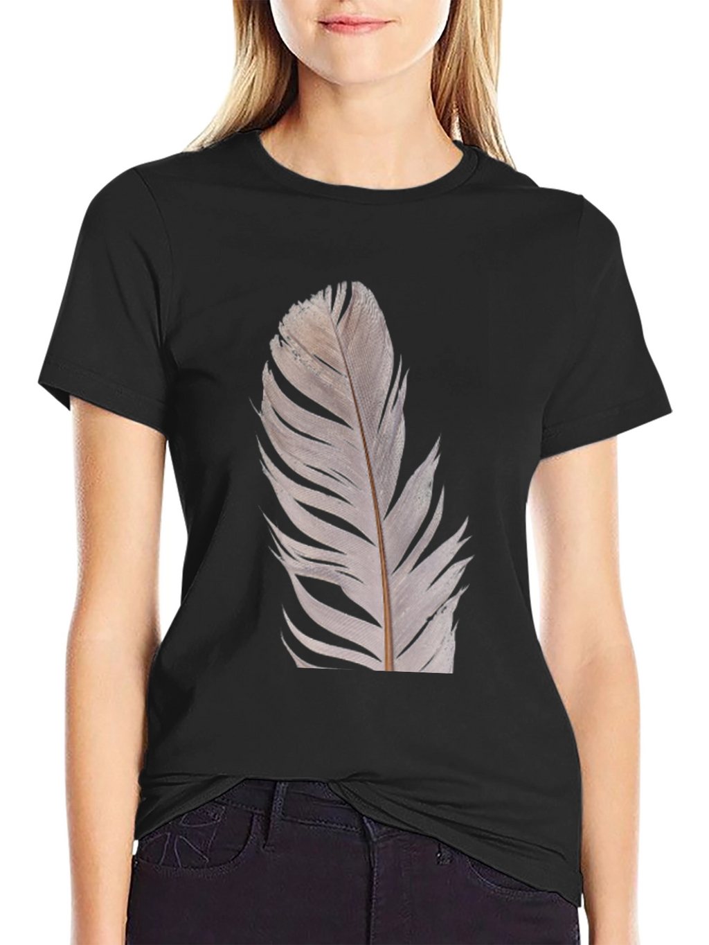 Feather Graphic Black T-Shirt | Modern Unisex Tee