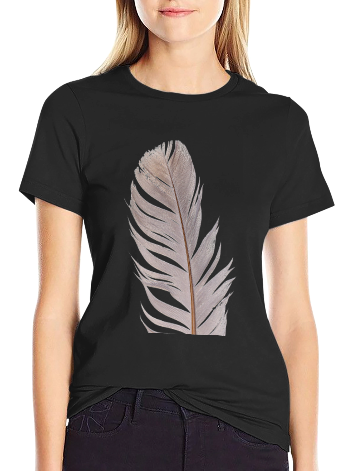 Feather Graphic Black T-Shirt | Modern Unisex Tee
