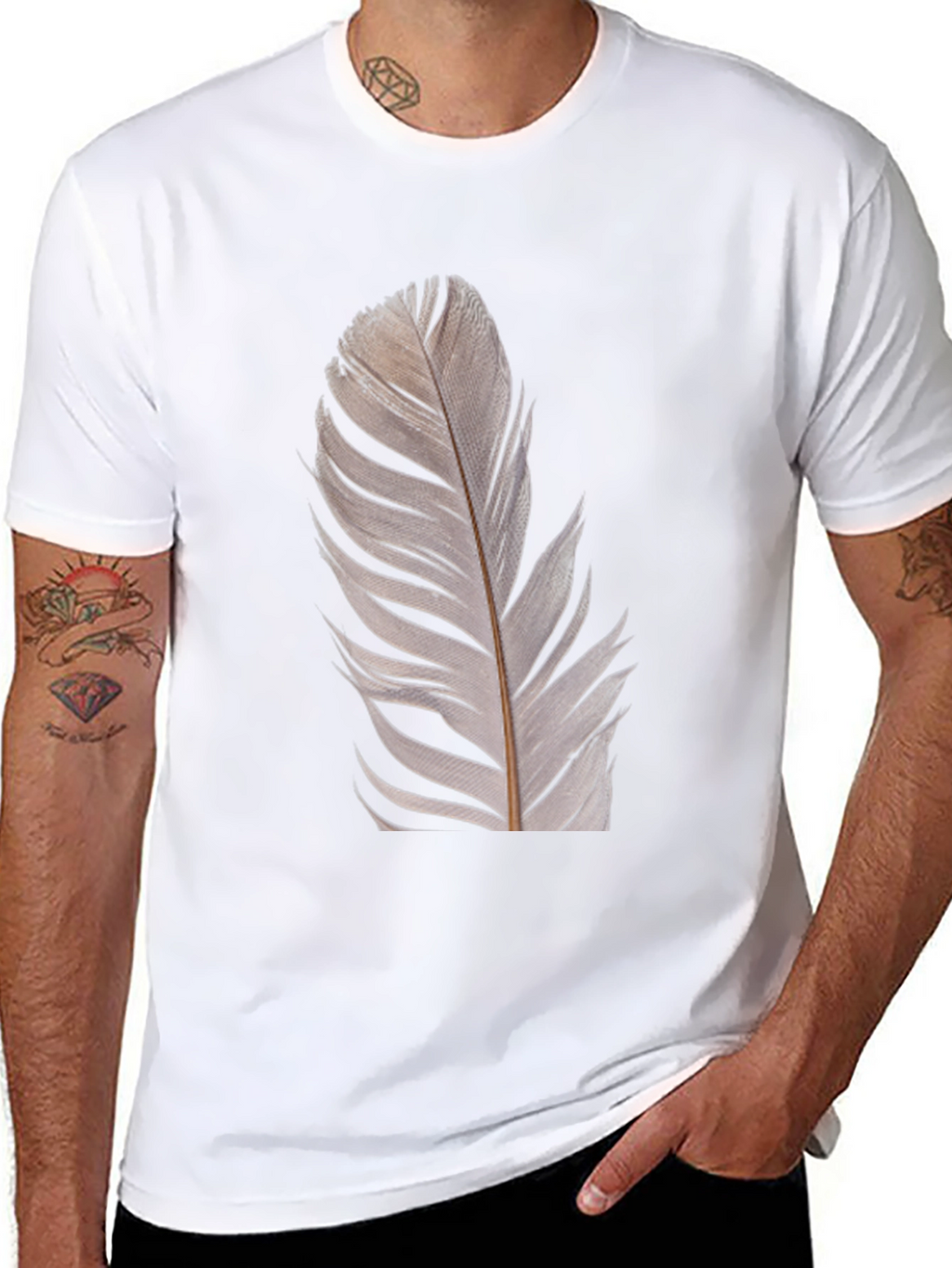 Feather Graphic Black T-Shirt | Modern Unisex Tee