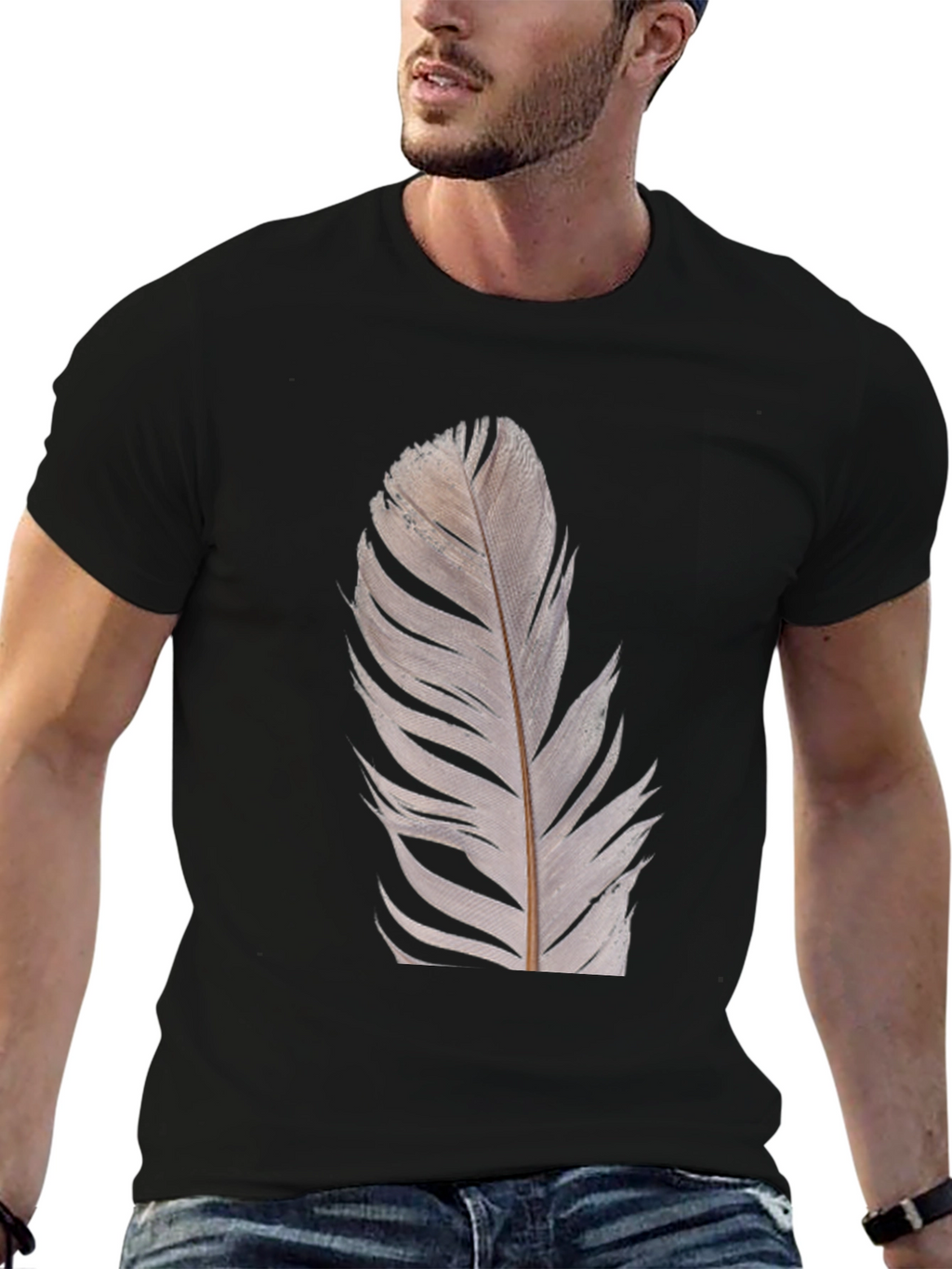 Feather Graphic Black T-Shirt | Modern Unisex Tee