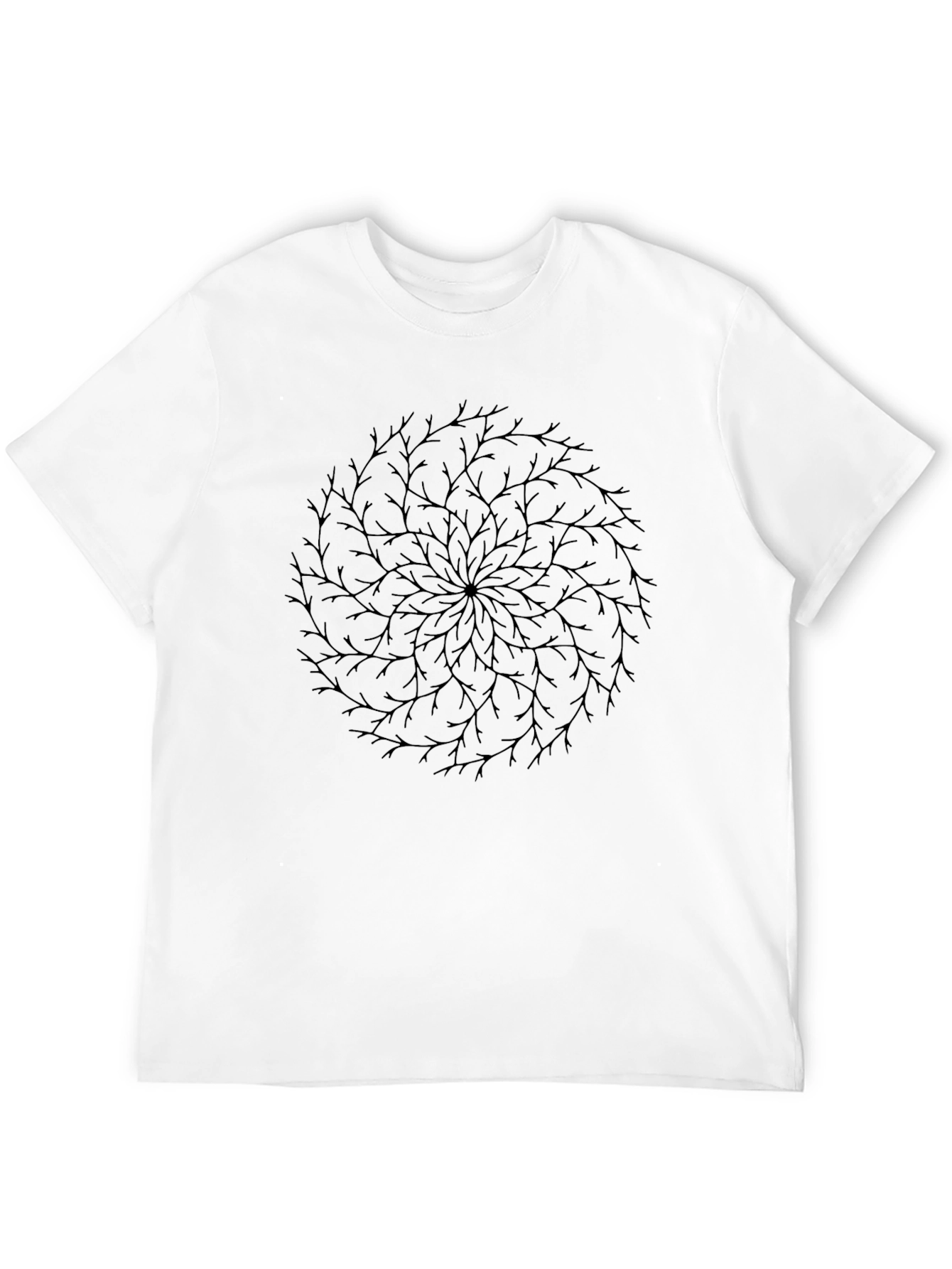 Mens Black T-Shirt with Circular Branch Design