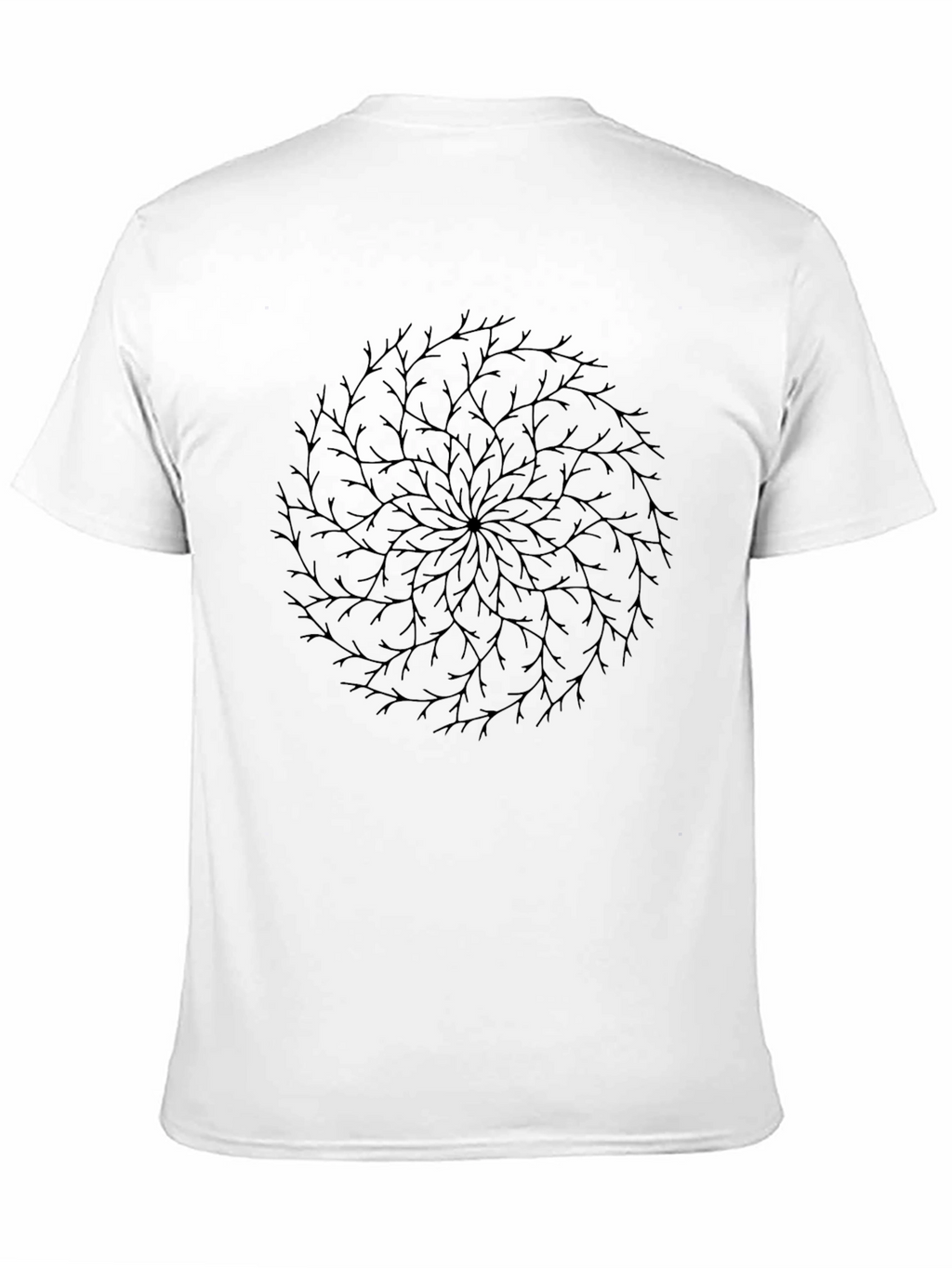 Mens Black T-Shirt with Circular Branch Design