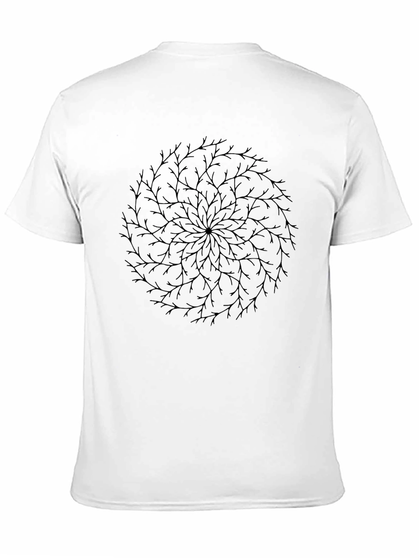 Mens Black T-Shirt with Circular Branch Design