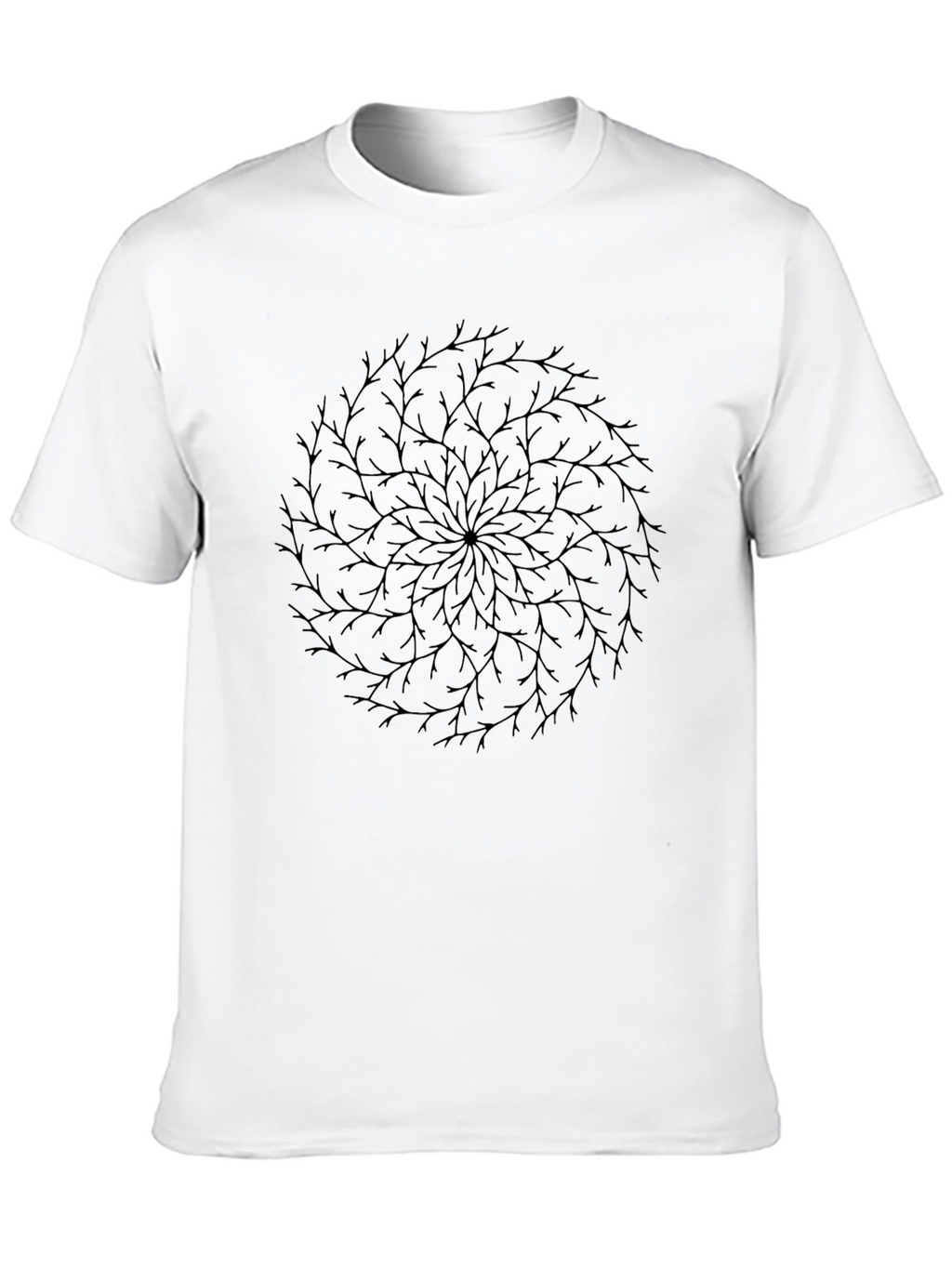 Mens Black T-Shirt with Circular Branch Design