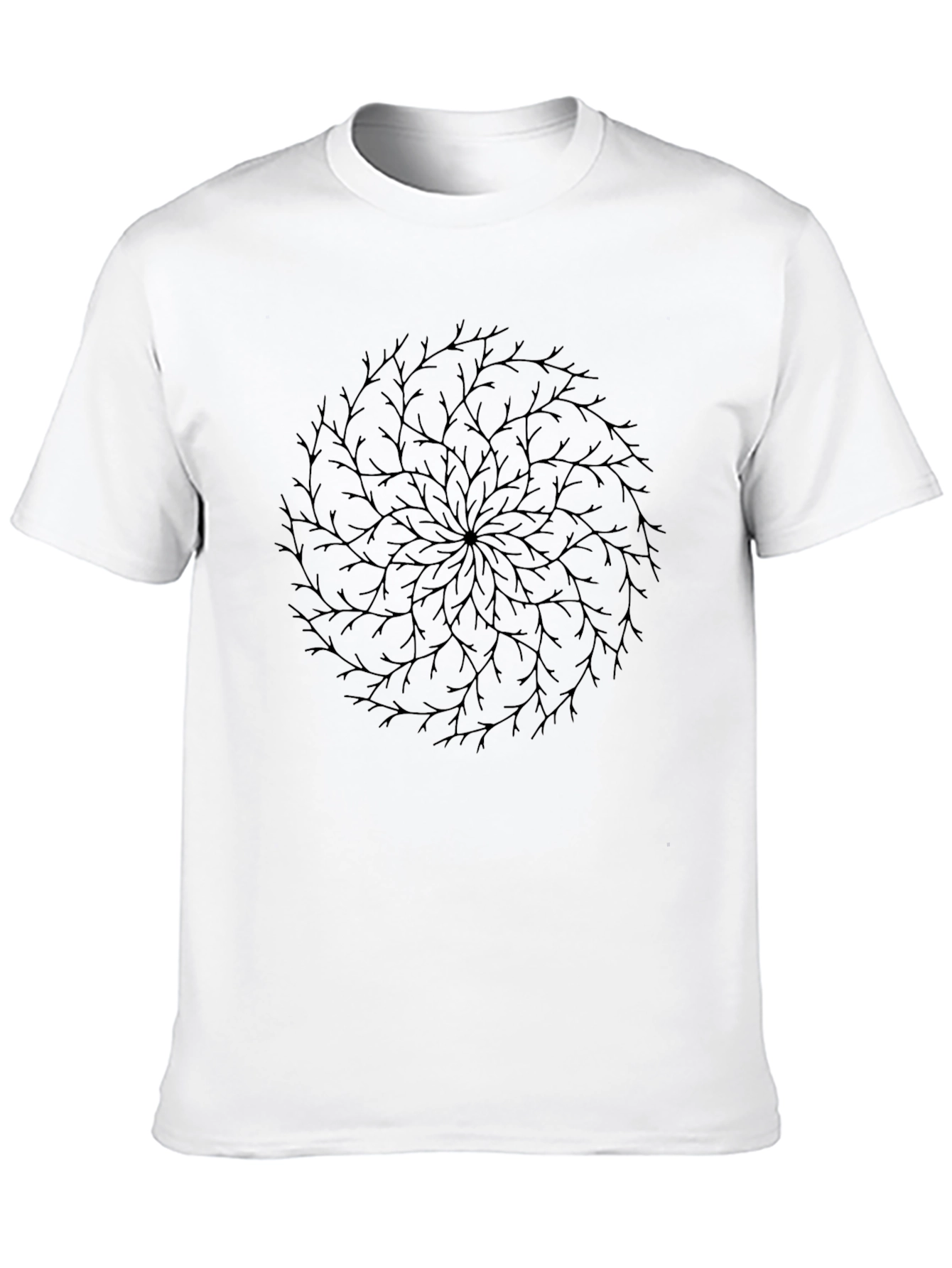 Mens Black T-Shirt with Circular Branch Design