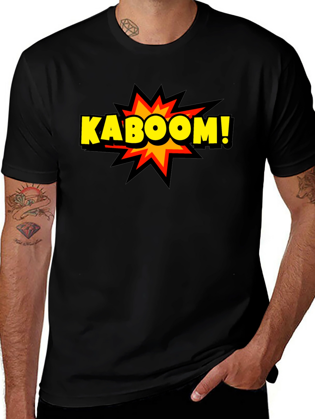 Kaboom! Graphic Print Black T-Shirt