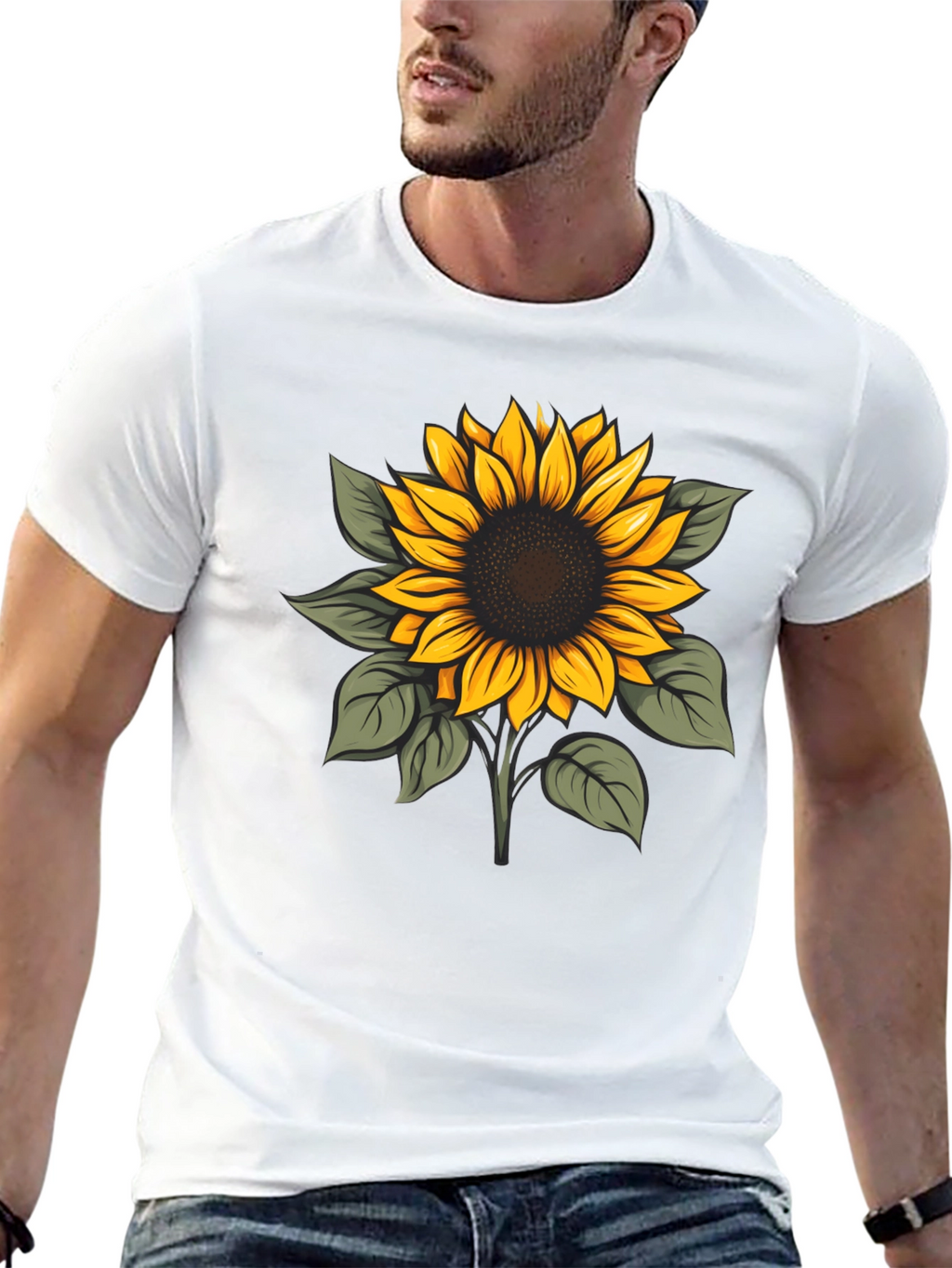 Sunflower Graphic Print Black T-Shirt