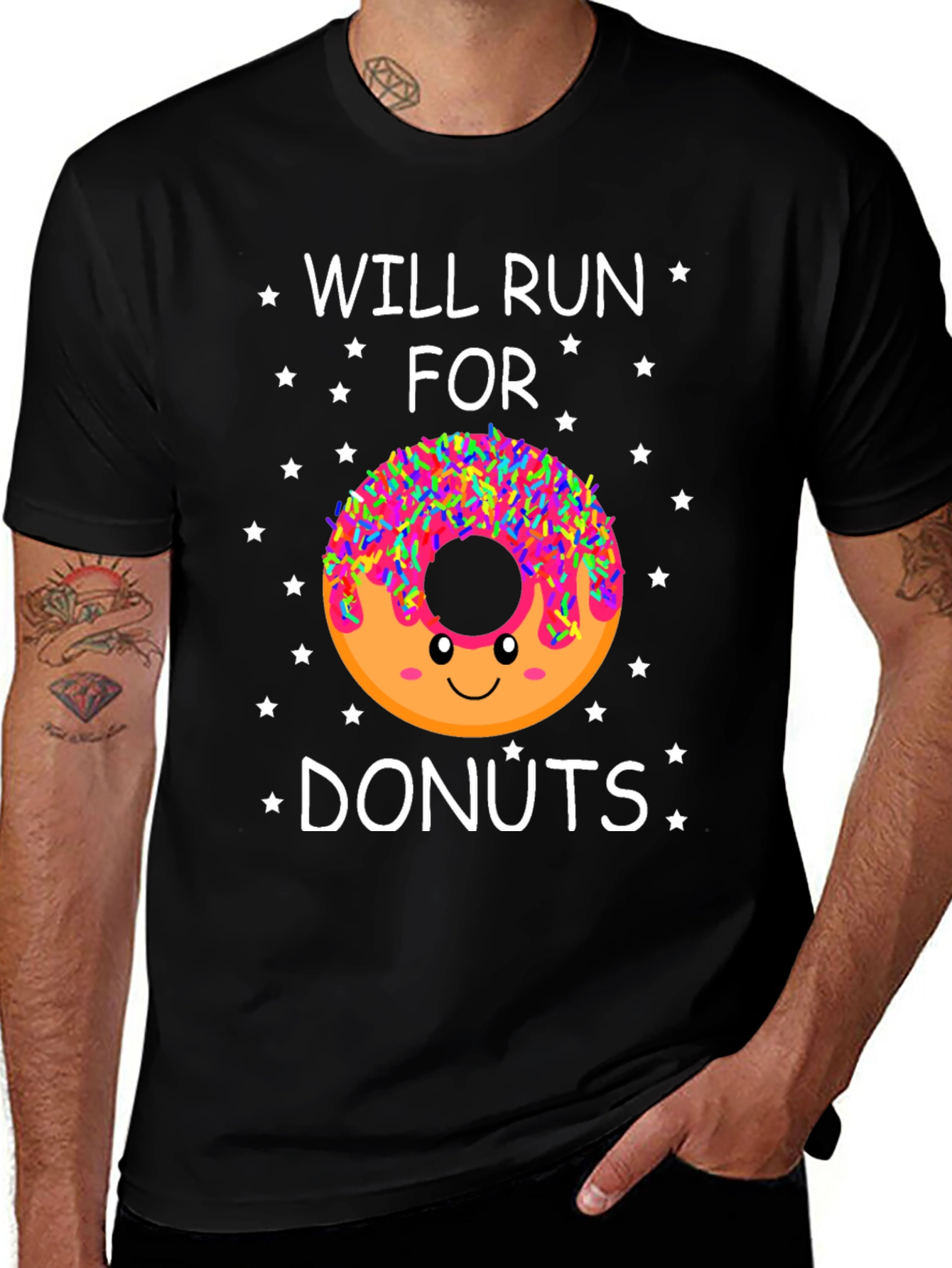 Will Run for Donuts T-Shirt - Funny Dessert Lover Tee