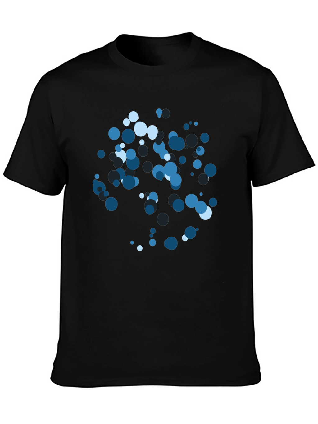 Blue Circles Graphic Print Black T-Shirt