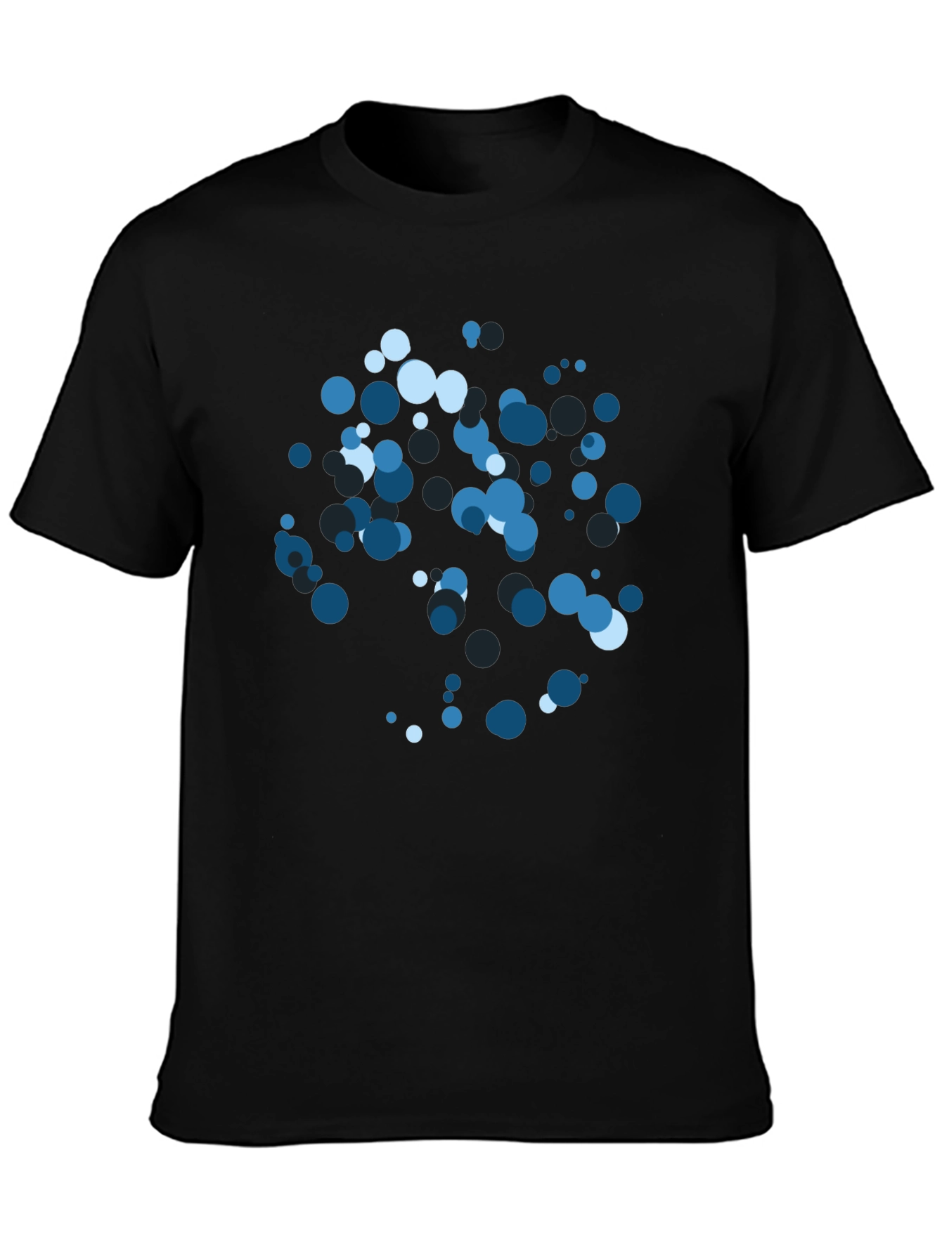 Blue Circles Graphic Print Black T-Shirt