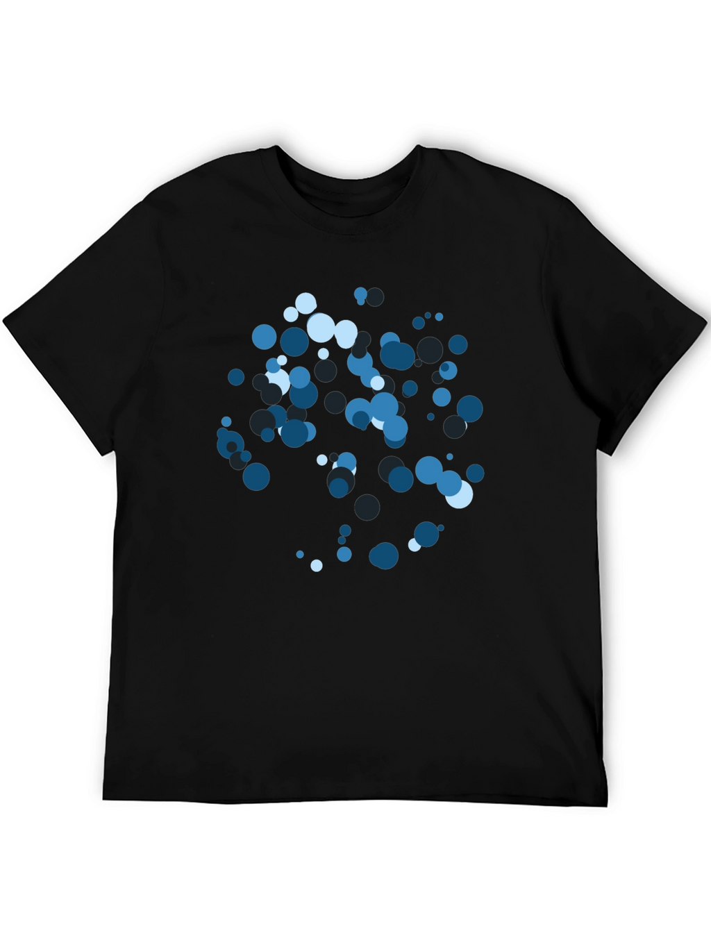 Blue Circles Graphic Print Black T-Shirt