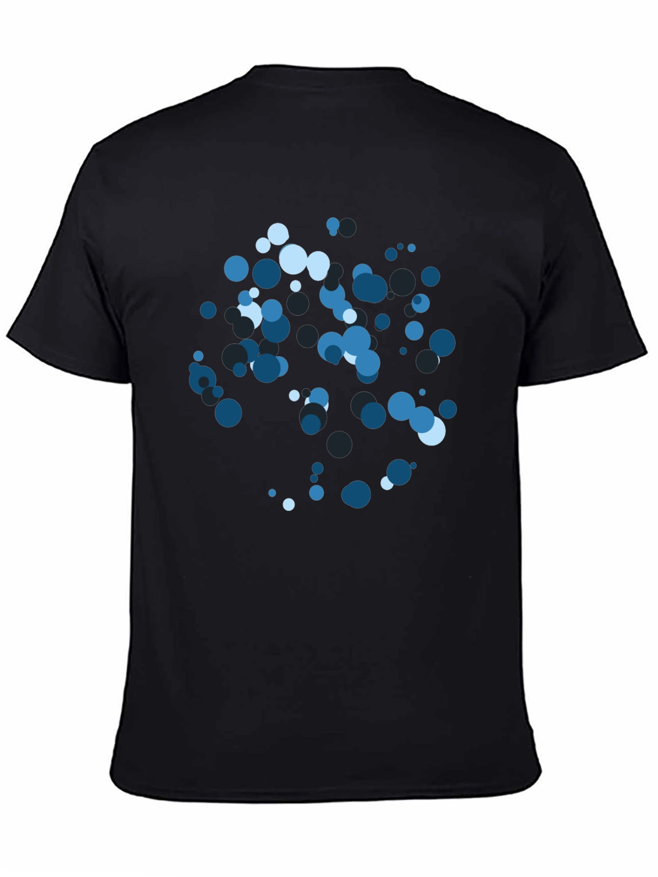 Blue Circles Graphic Print Black T-Shirt
