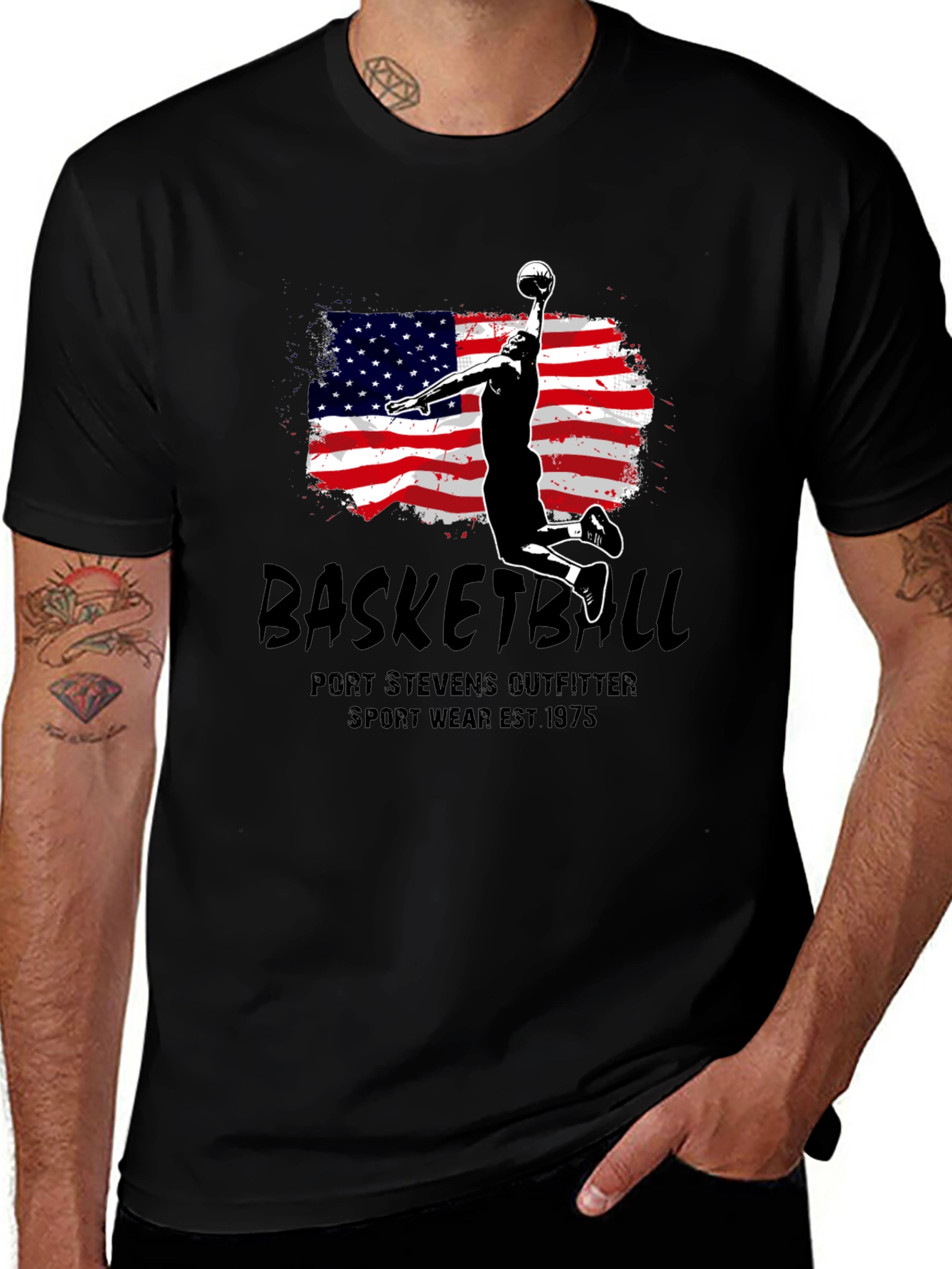 Basketball USA Flag Graphic T-Shirt