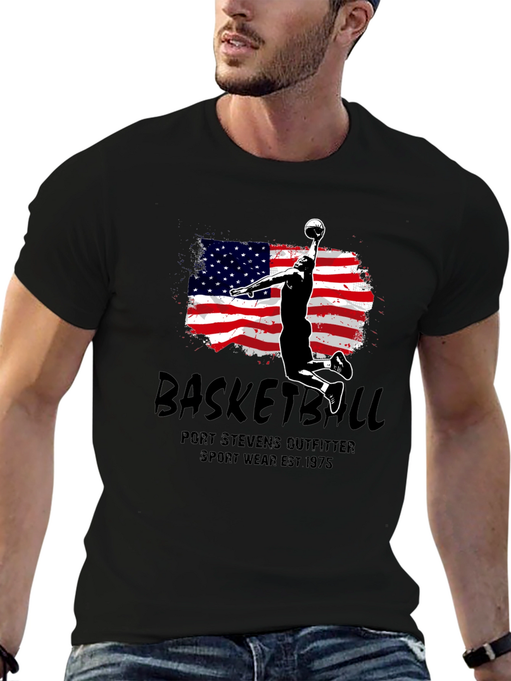 Basketball USA Flag Graphic T-Shirt
