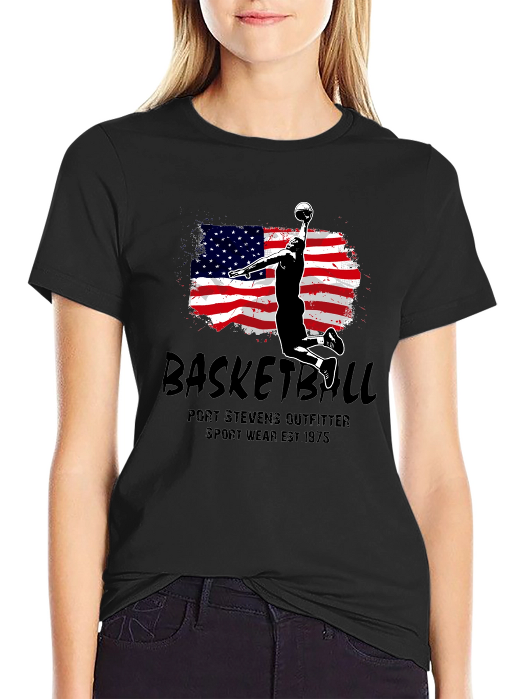 Basketball USA Flag Graphic T-Shirt