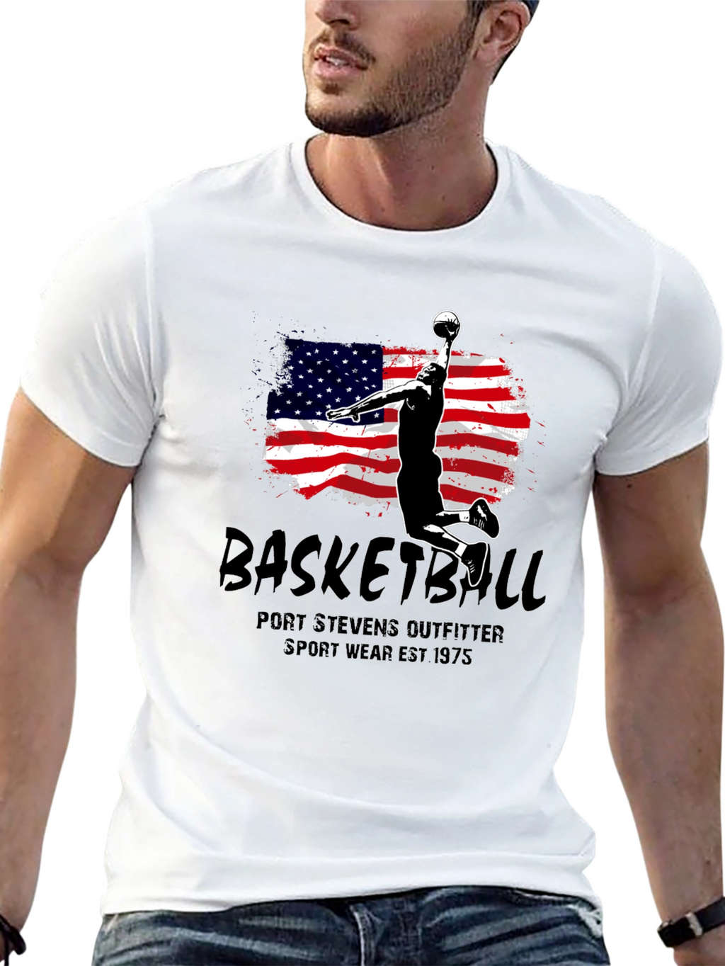 Basketball USA Flag Graphic T-Shirt