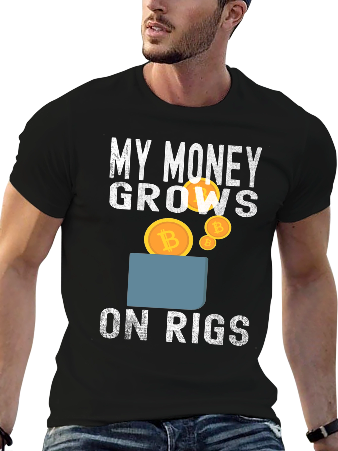 My Money Grows on Rigs Bitcoin T-Shirt